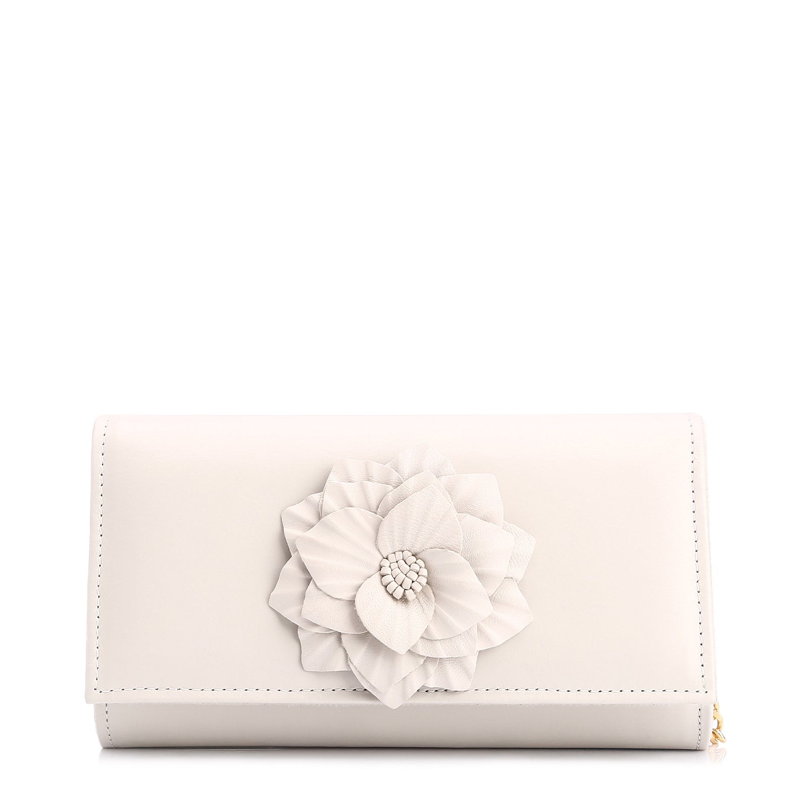 Clutch Flor Couro Off White