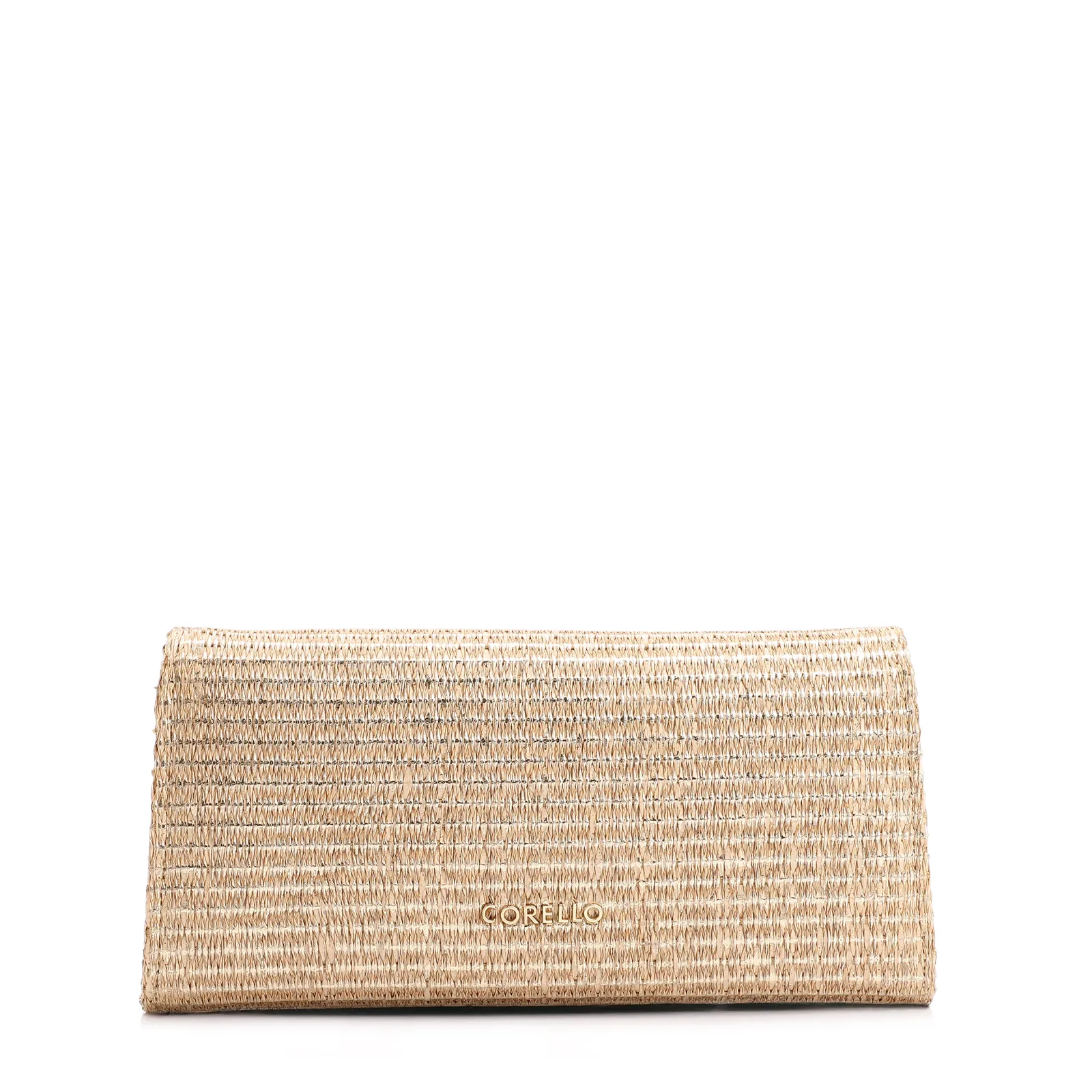 Clutch Ráfia Alt Dourada Alça Corrente