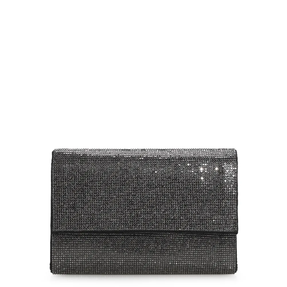 Clutch Strass Cetim Grafite
