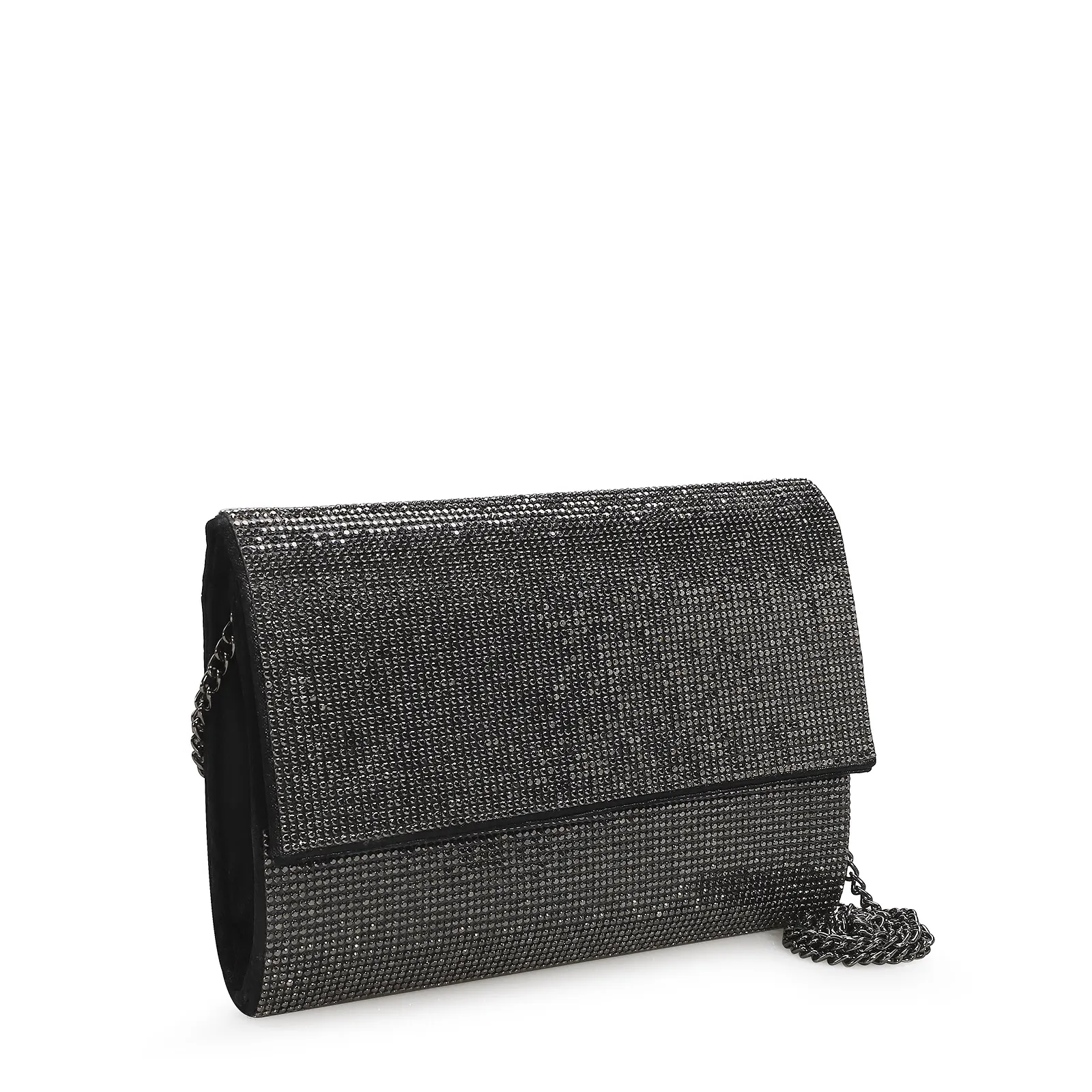 Clutch Strass Cetim Grafite