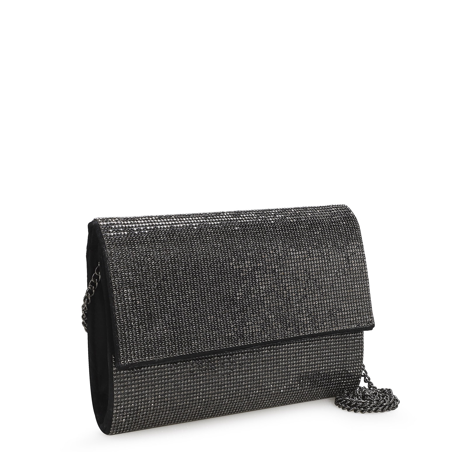 Clutch Strass Cetim Grafite