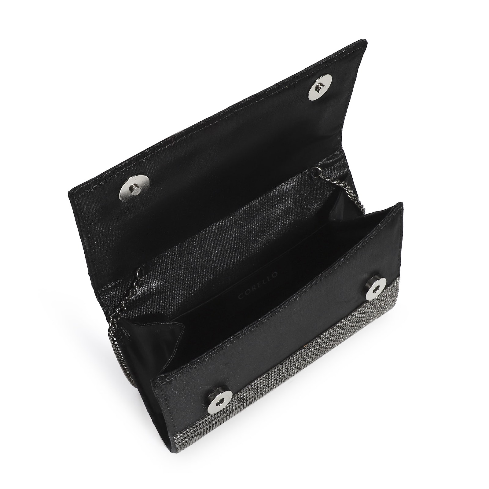 Clutch Strass Cetim Grafite