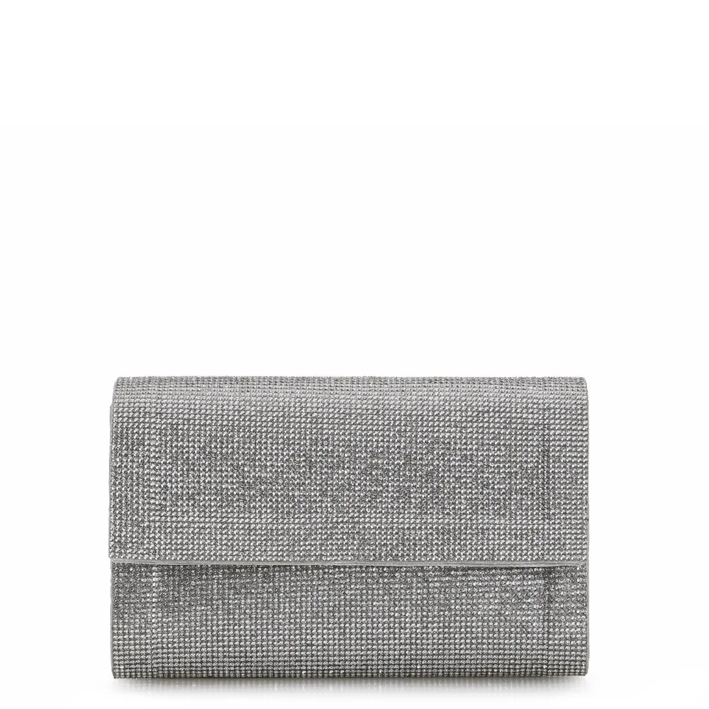 Clutch Strass Cetim Prata