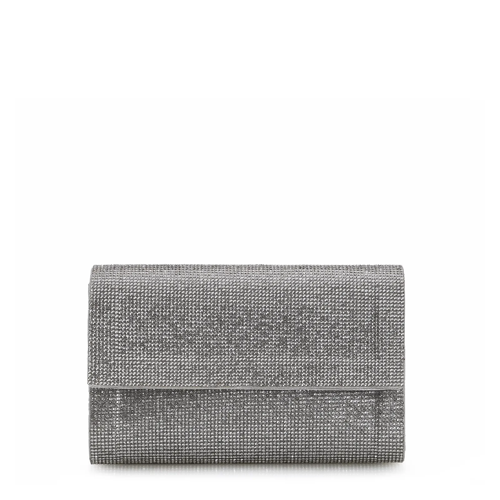 Clutch Strass Cetim Prata