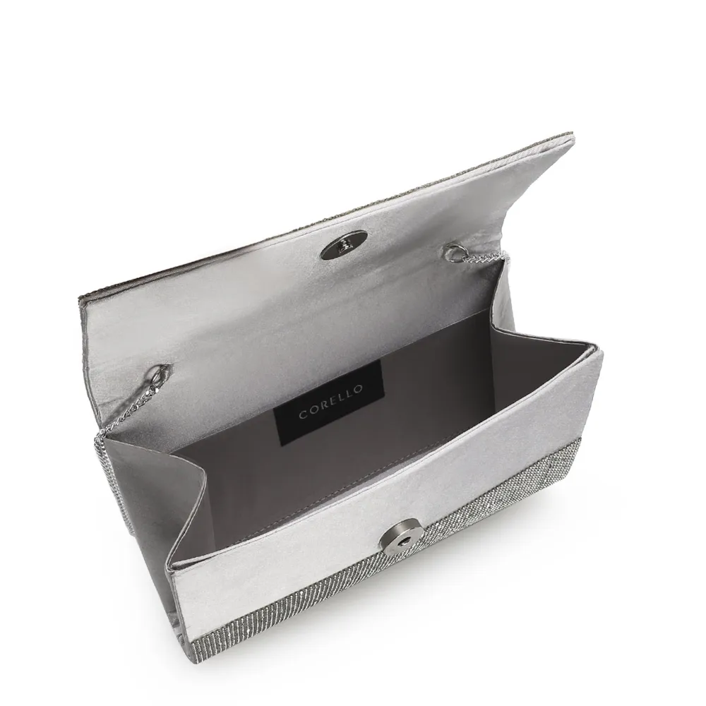 Clutch Strass Cetim Prata - imagem 4