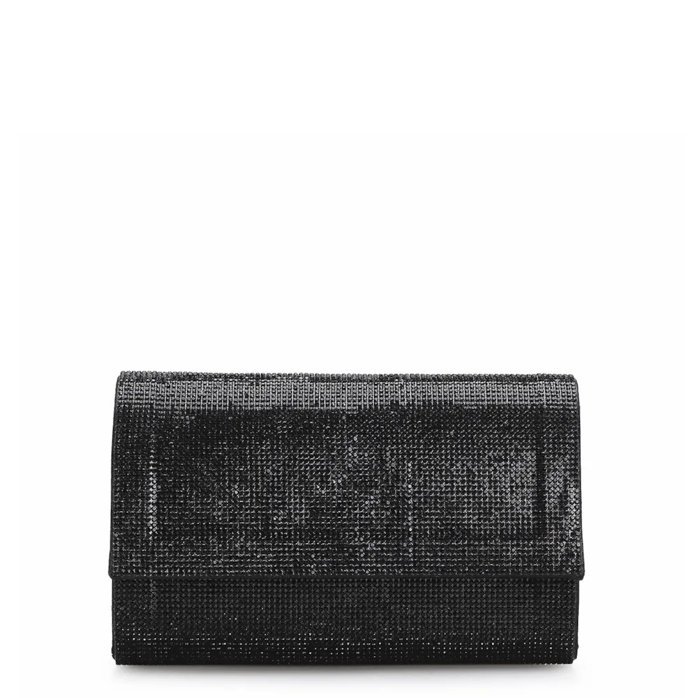 Clutch Strass Cetim Preto
