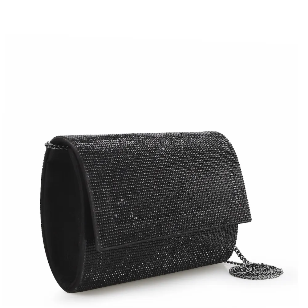 Clutch Strass Cetim Preto - imagem 2
