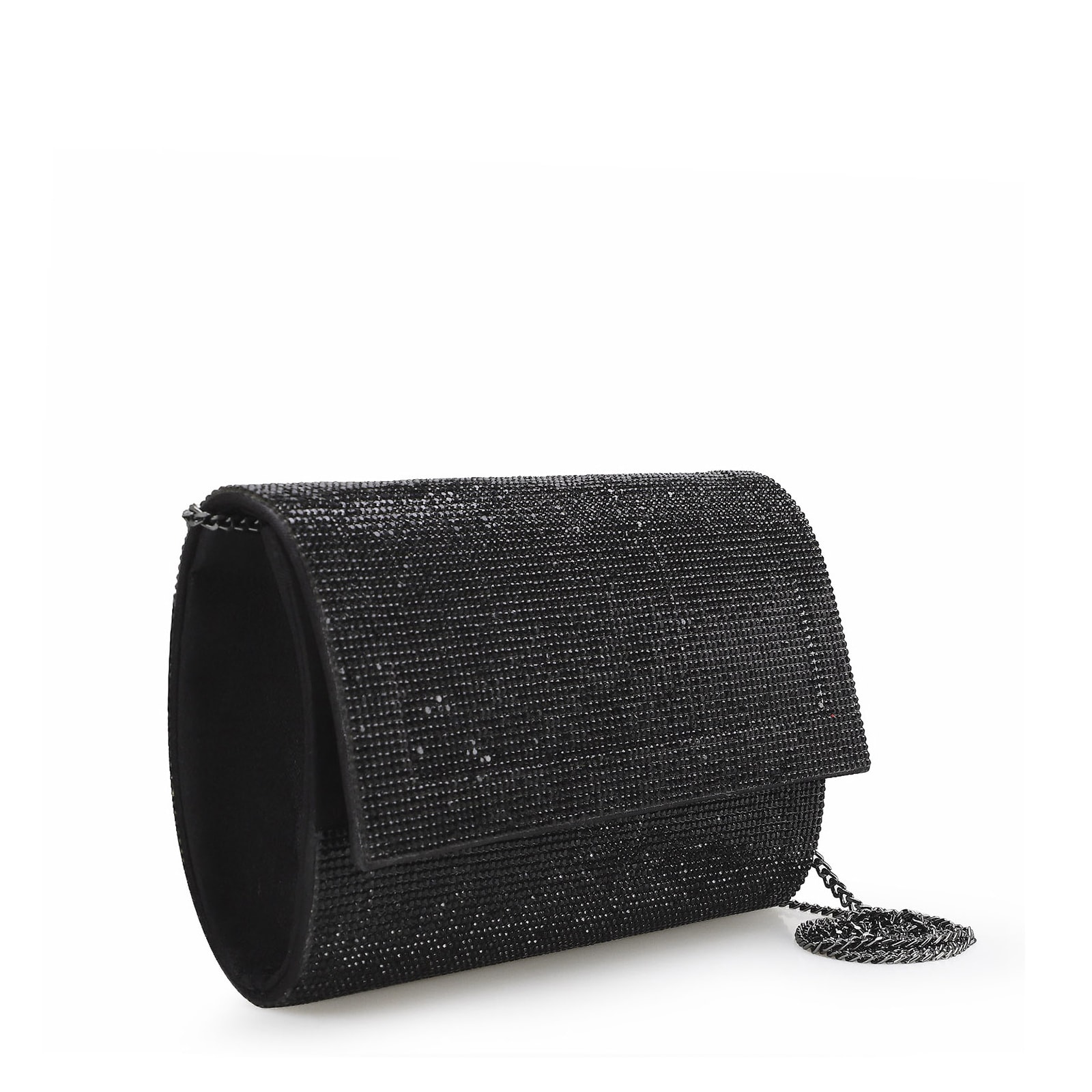 Clutch Strass Cetim Preto