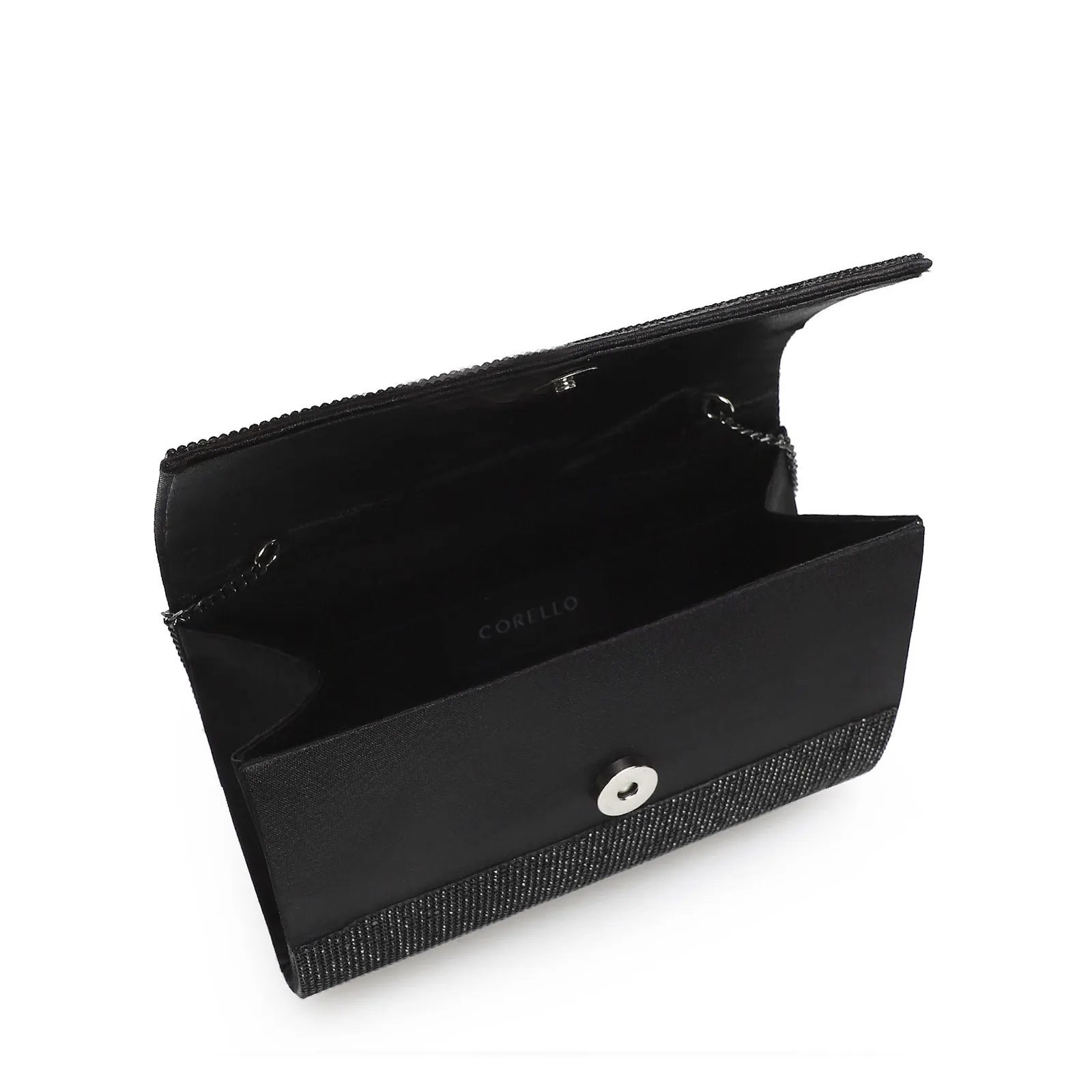 Clutch Strass Cetim Preto