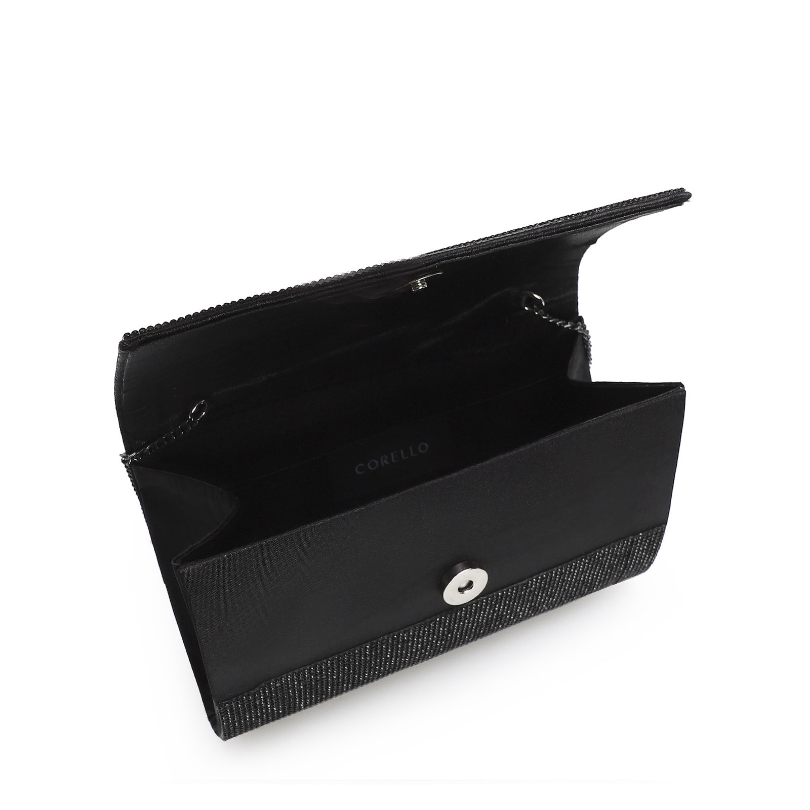 Clutch Strass Cetim Preto