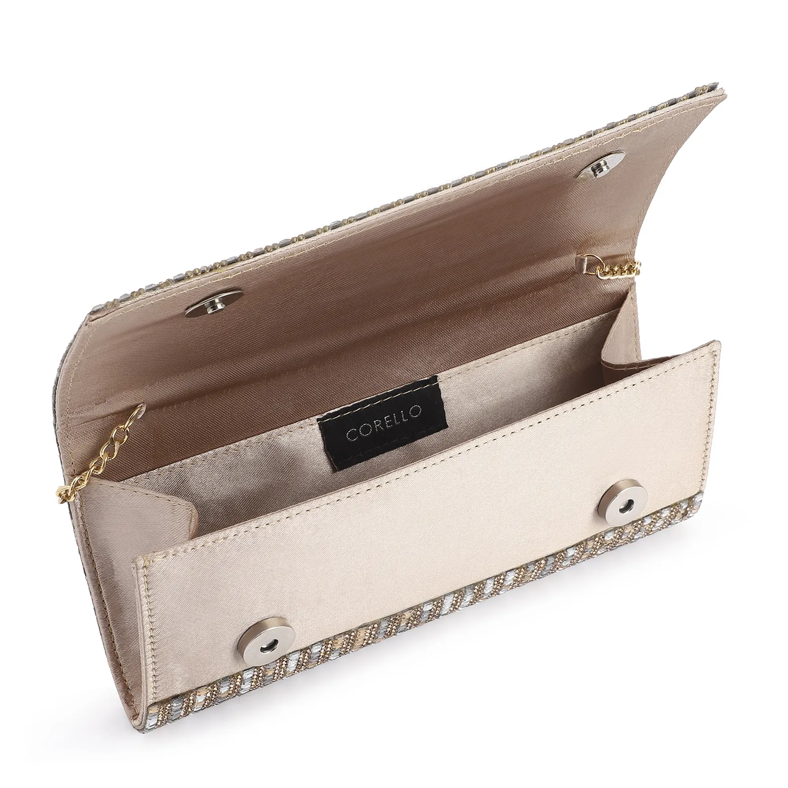 Clutch Strass Dourado/Prata