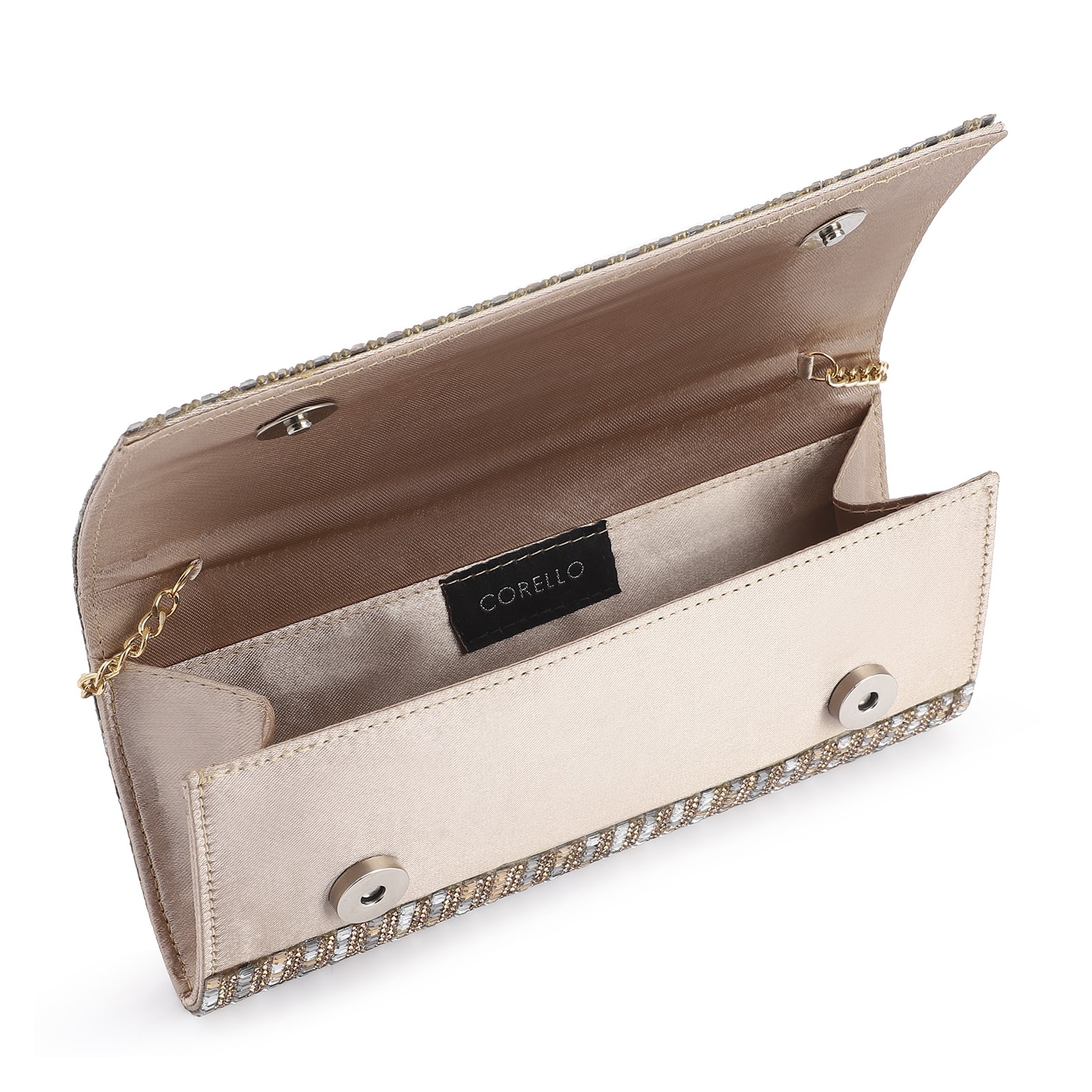 Clutch Strass Dourado/Prata
