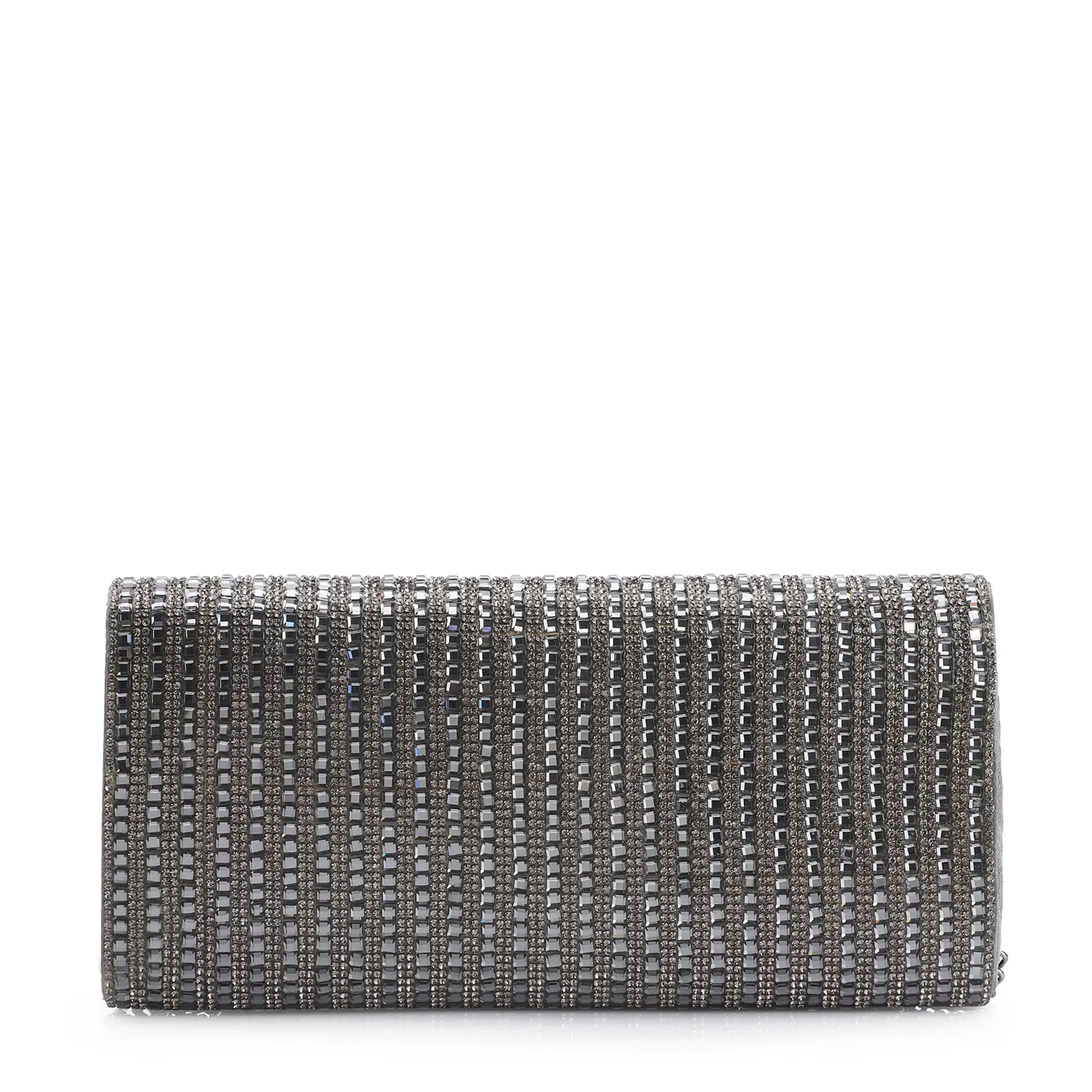 Clutch Strass Prata Grafite