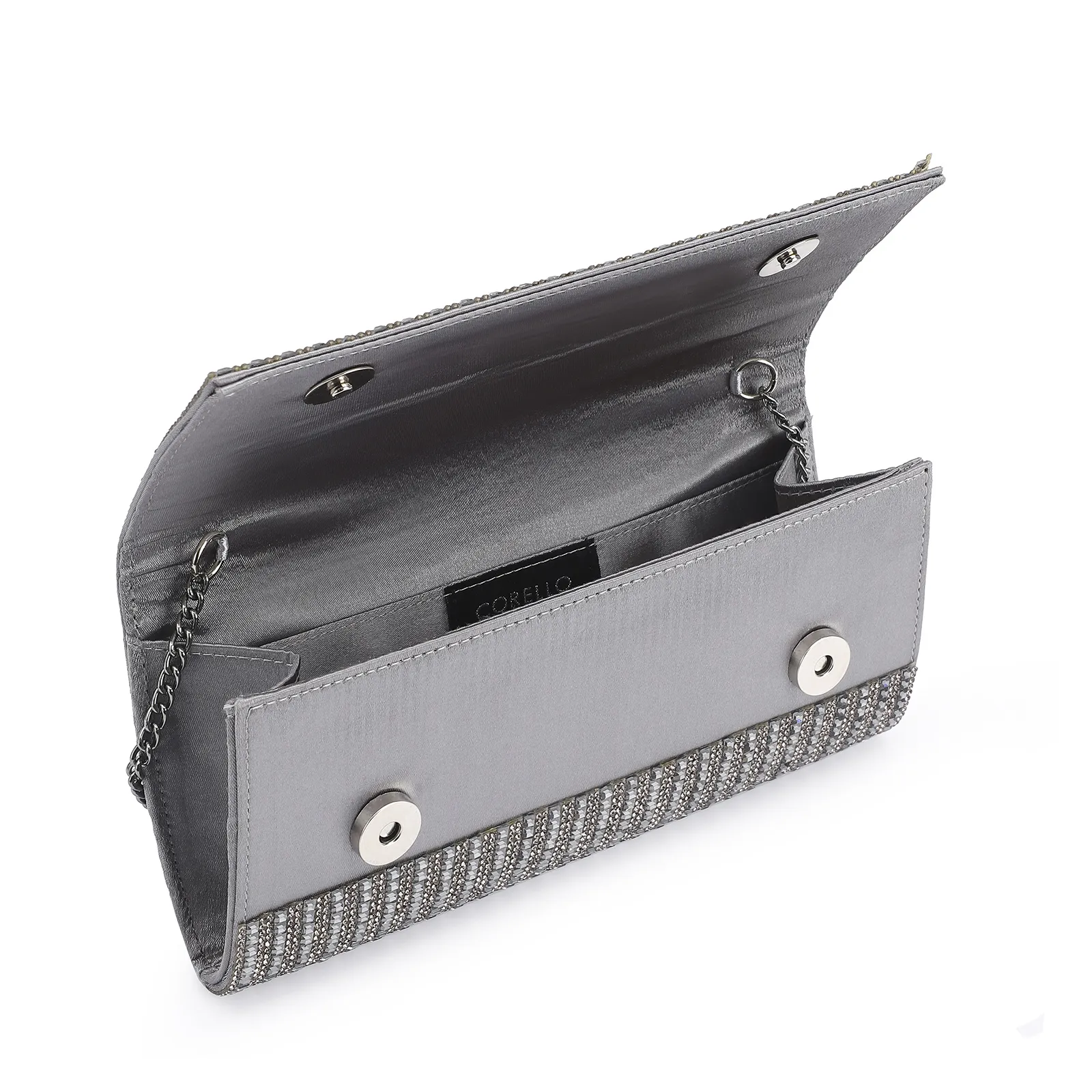 Clutch Strass Prata Grafite