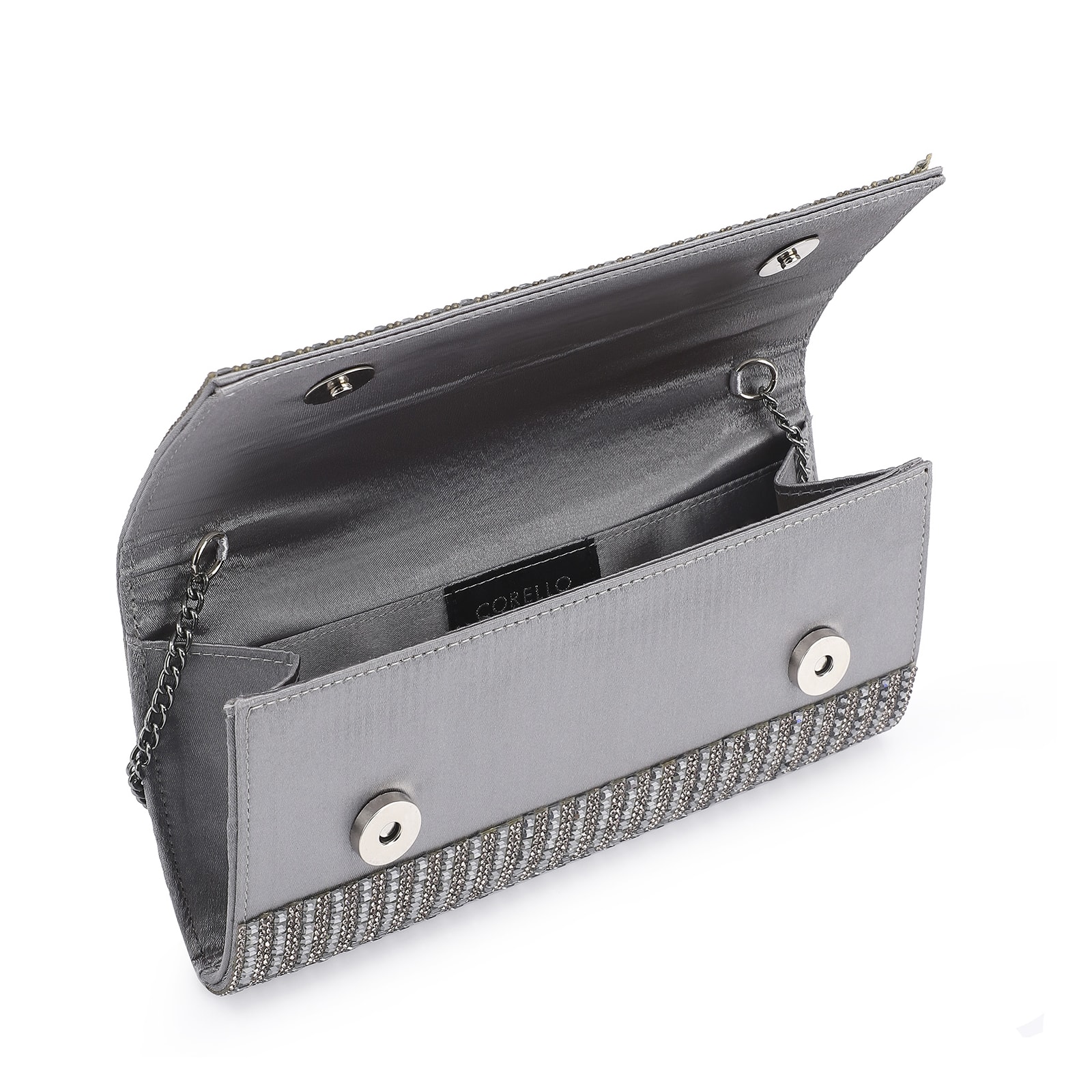 Clutch Strass Prata Grafite