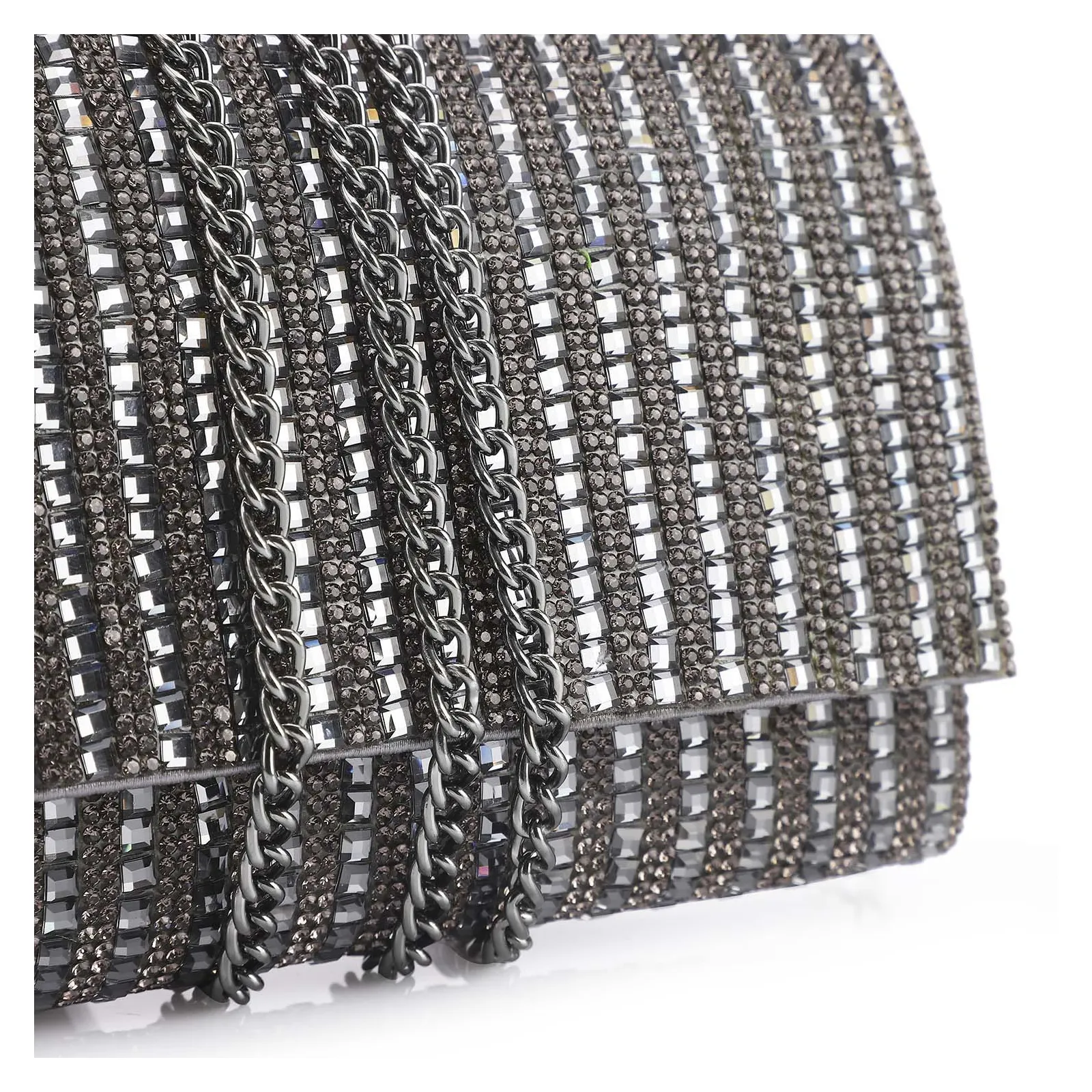 Clutch Strass Prata Grafite