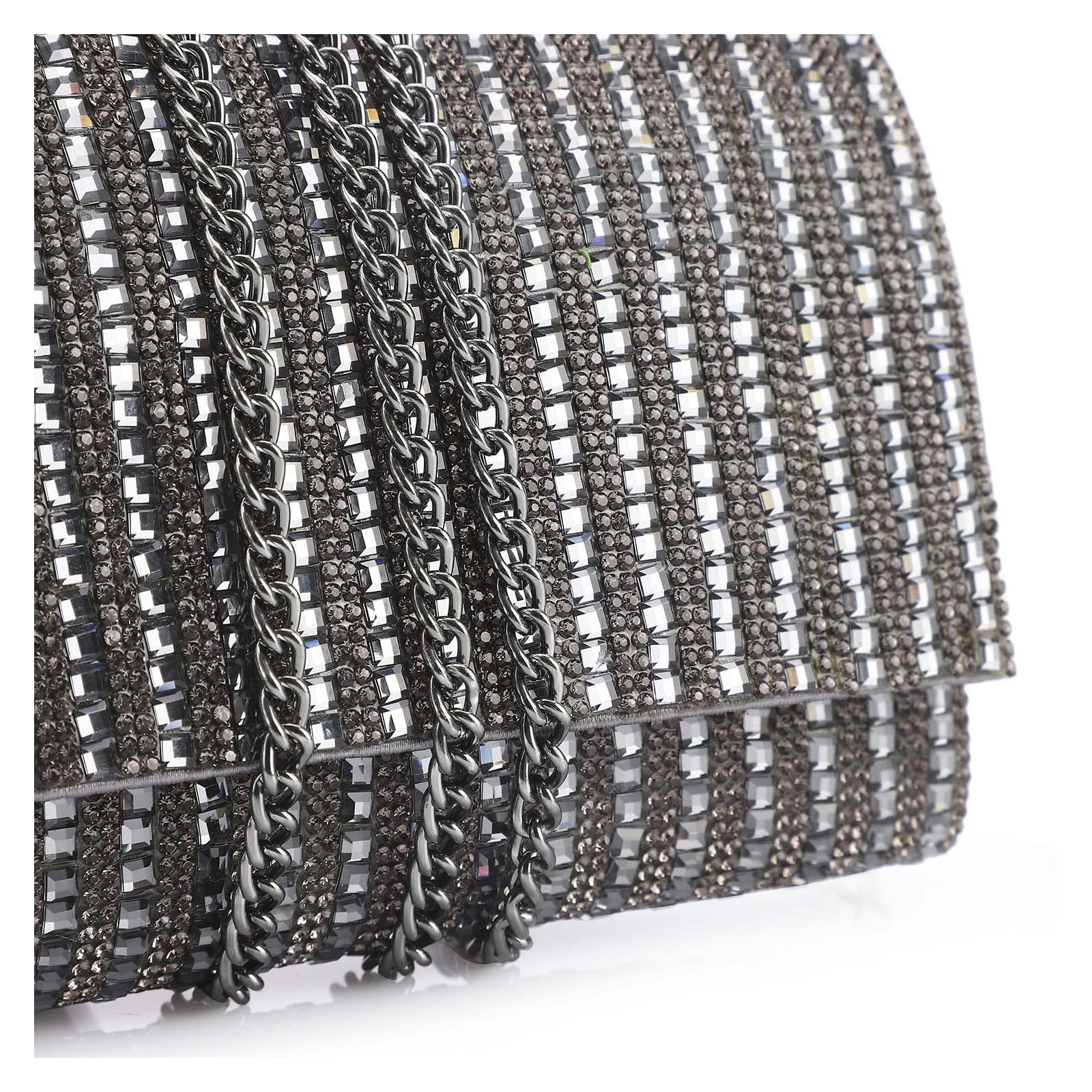 Clutch Strass Prata Grafite