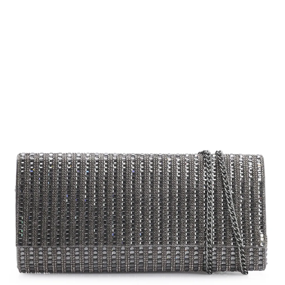 Clutch Strass Prata Grafite