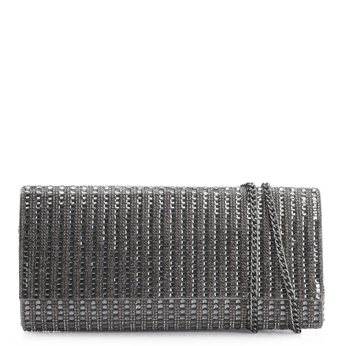Clutch Strass Prata Grafite