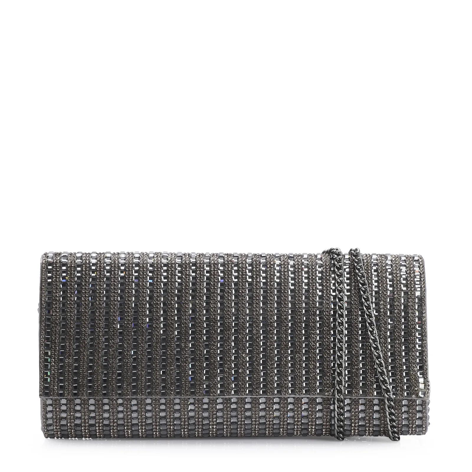 Clutch Strass Prata Grafite