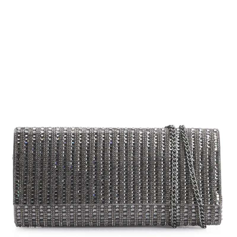 Clutch Strass Prata Grafite