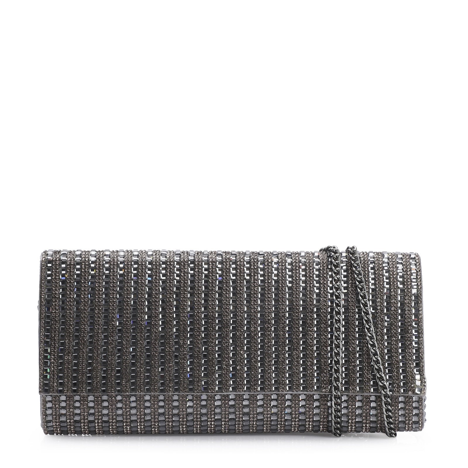 Clutch Strass Prata Grafite