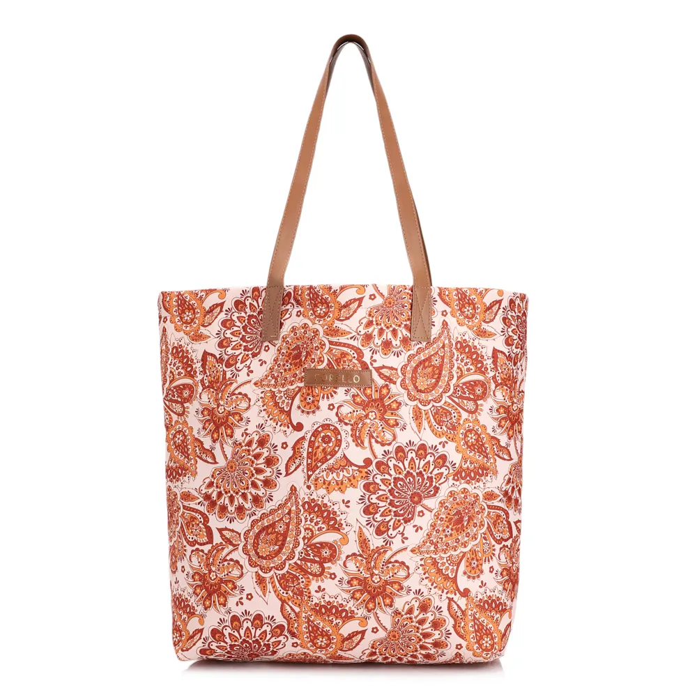 Kit Bolsa Sacola e Rasteirinha Alt Paisley Marrom/Off White - imagem 2