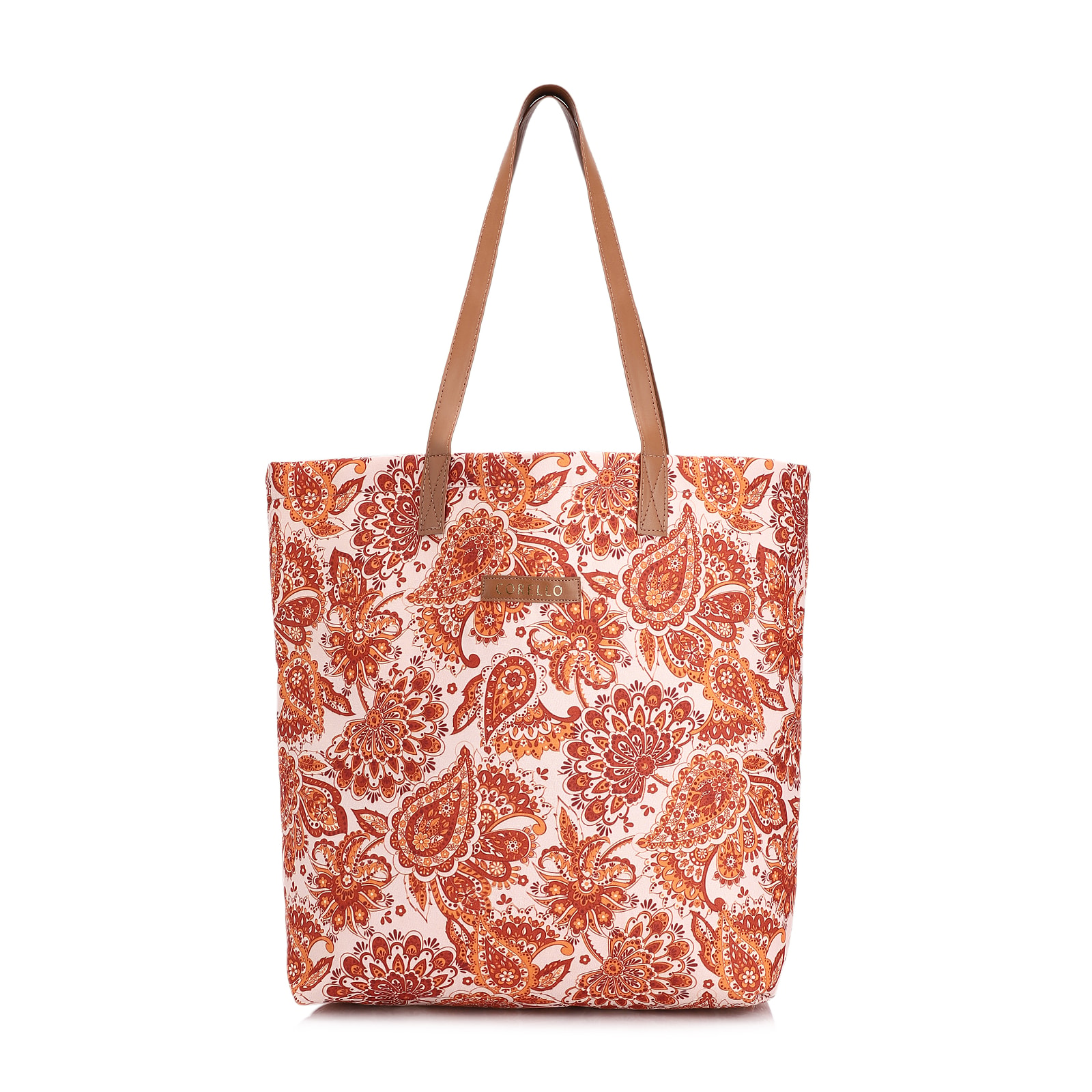 Kit Bolsa Sacola e Rasteirinha Alt Paisley Marrom/Off White