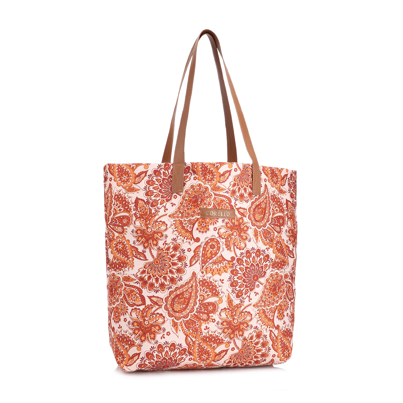 Kit Bolsa Sacola e Rasteirinha Alt Paisley Marrom/Off White