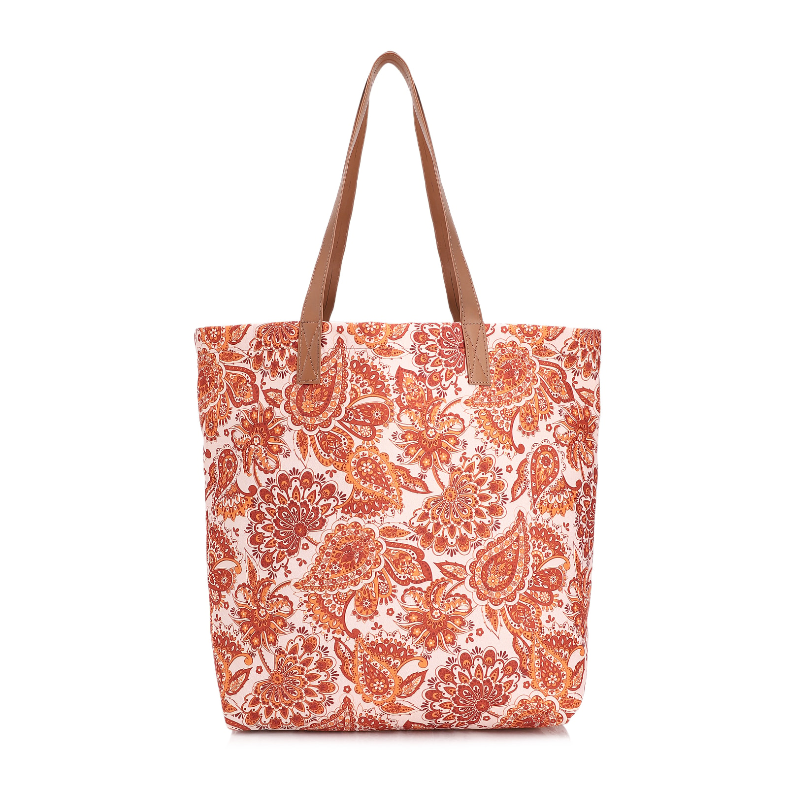 Kit Bolsa Sacola e Rasteirinha Alt Paisley Marrom/Off White