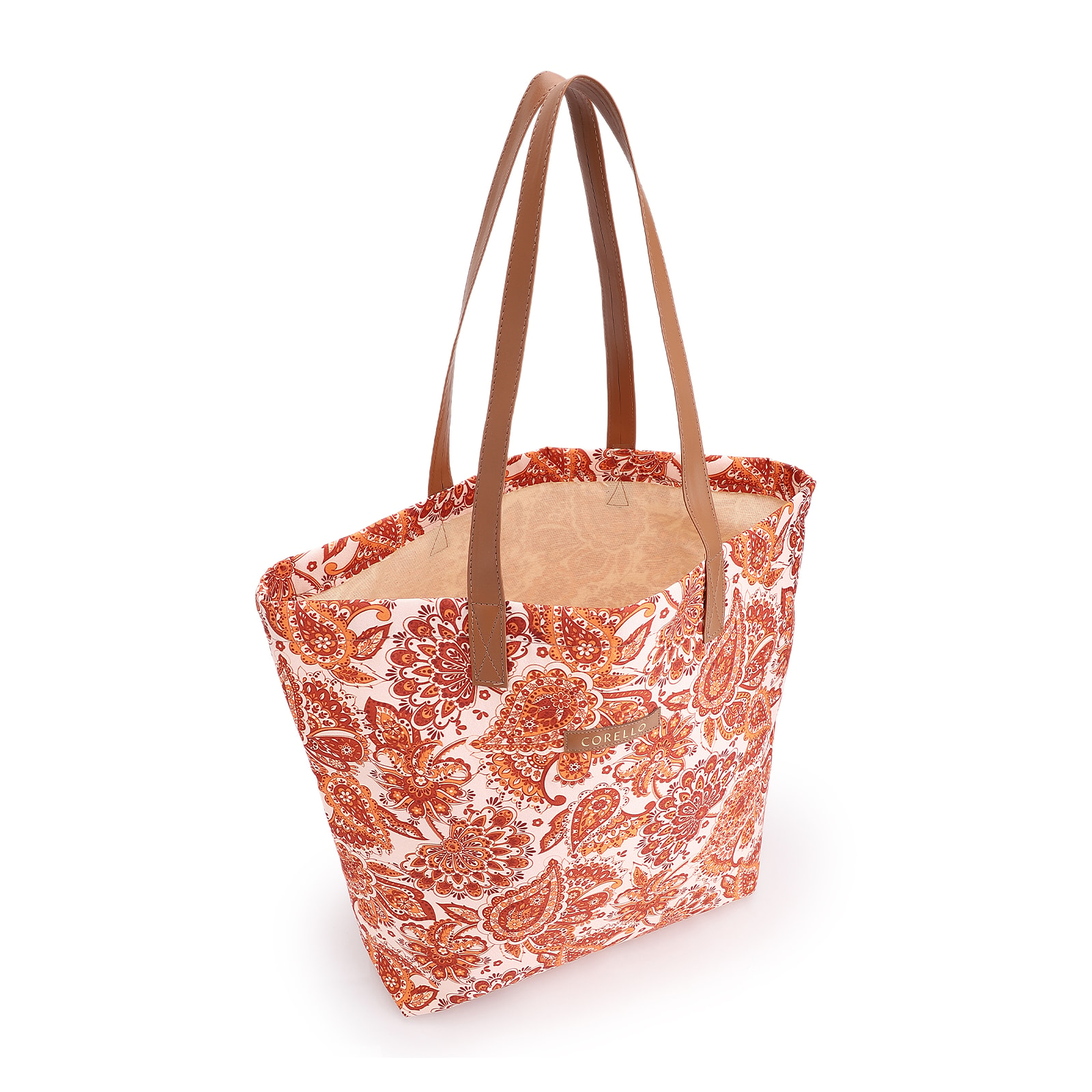 Kit Bolsa Sacola e Rasteirinha Alt Paisley Marrom/Off White