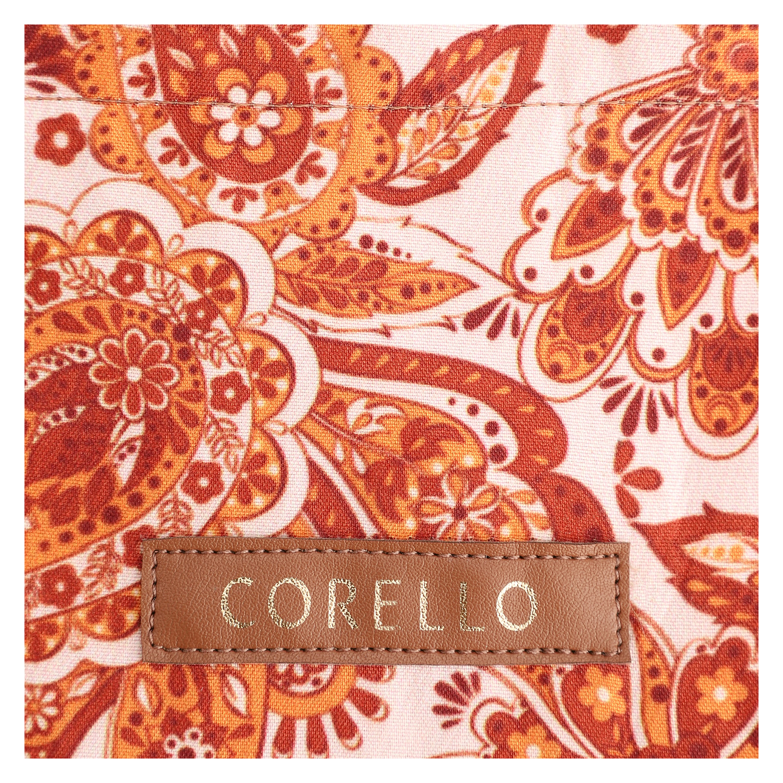 Kit Bolsa Sacola e Rasteirinha Alt Paisley Marrom/Off White