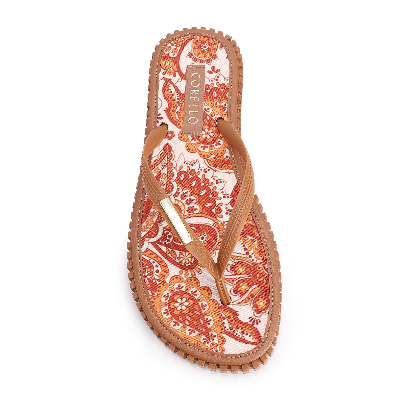 Kit Bolsa Sacola e Rasteirinha Alt Paisley Marrom/Off White