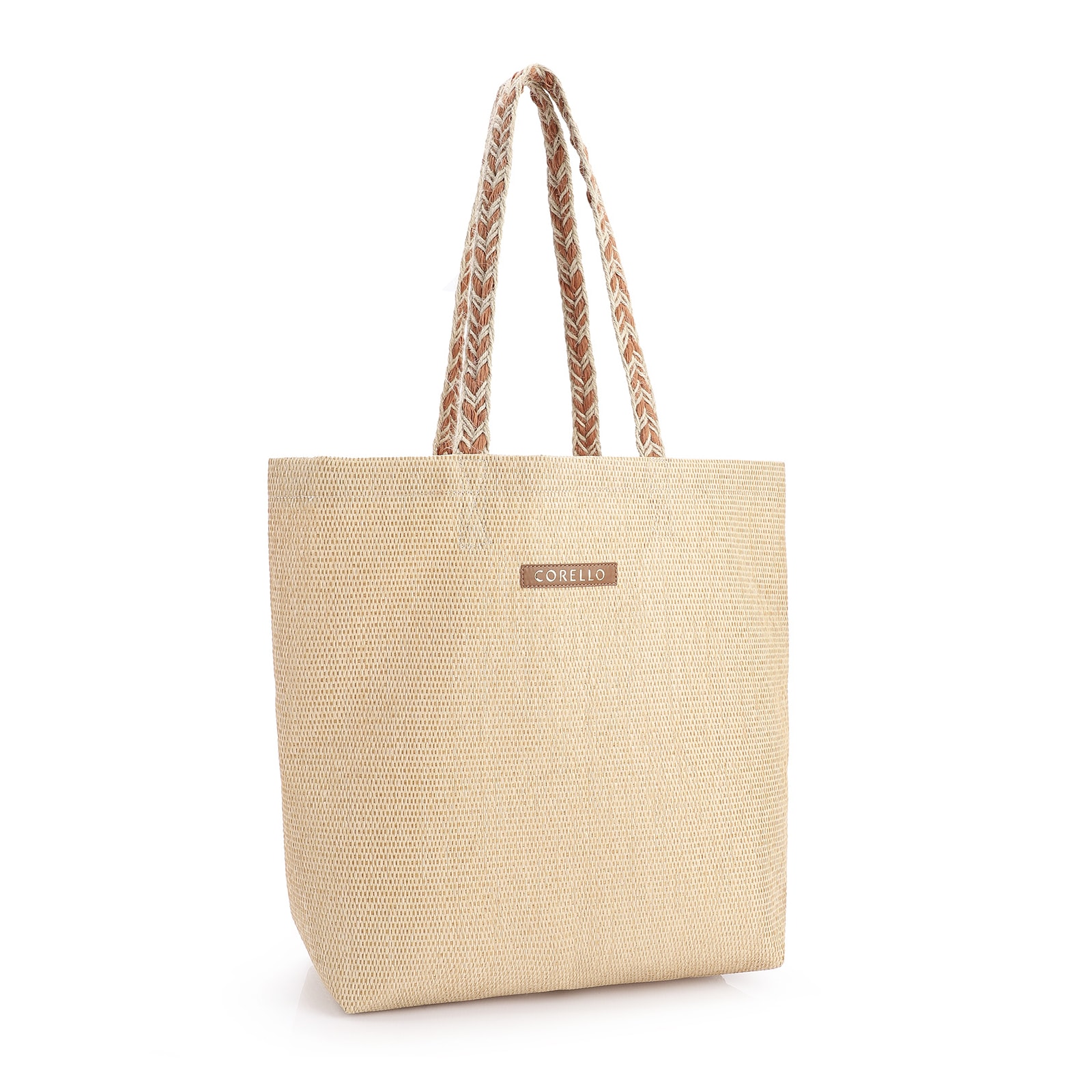 Kit Rasteirinha e Bolsa Sacola Alt Marrom/Rafia