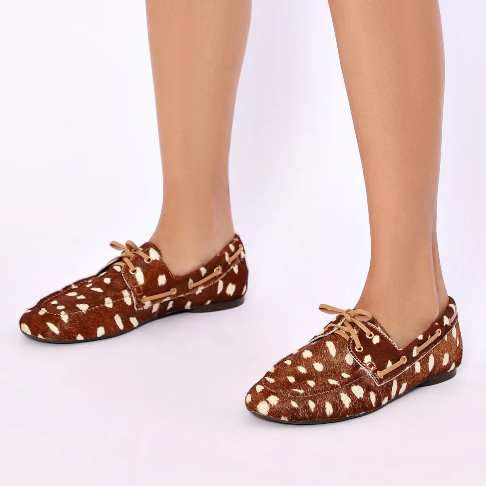 Mocassim Animal Print Couro Pelo Amarração - imagem 2