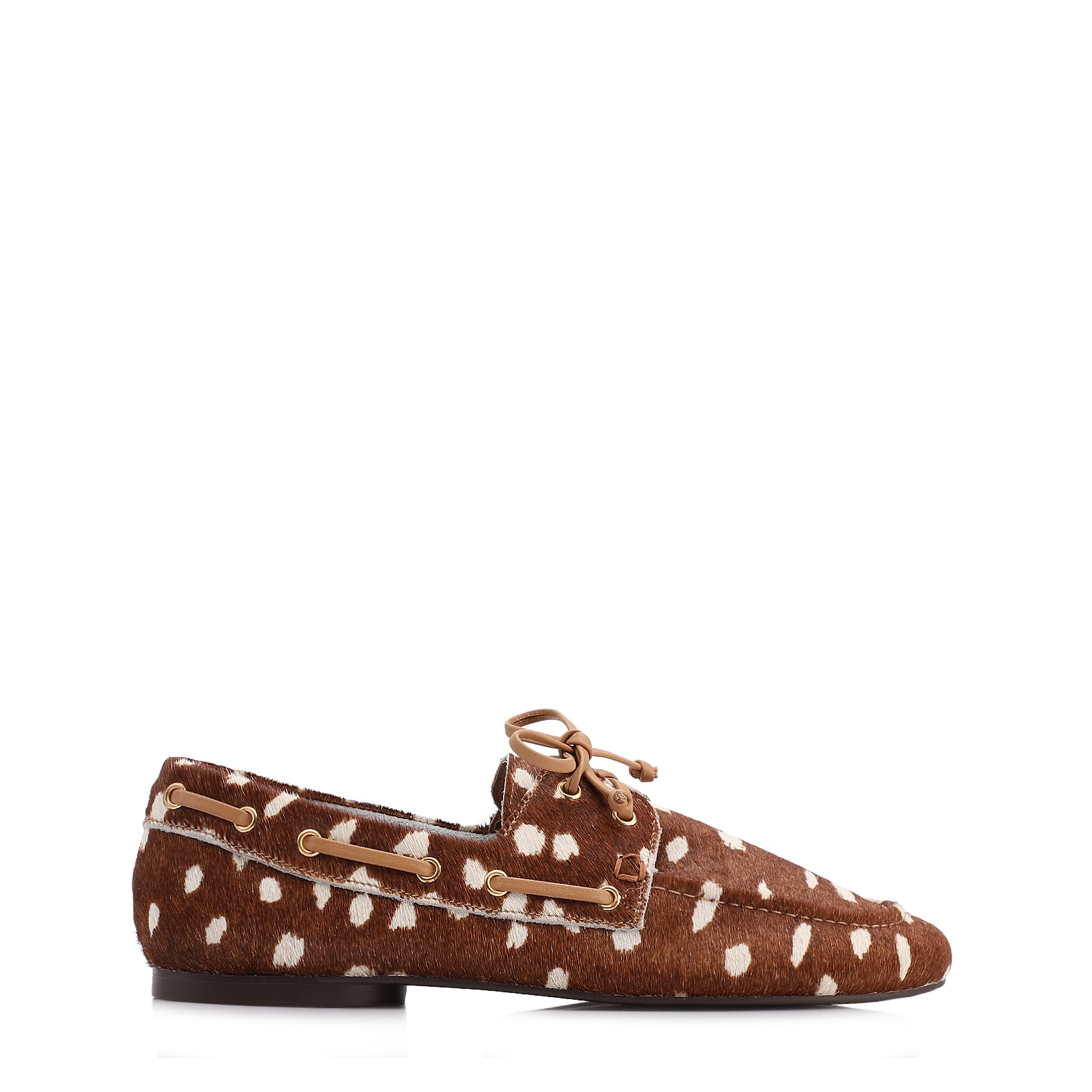 Mocassim Animal Print Couro Pelo Amarração
