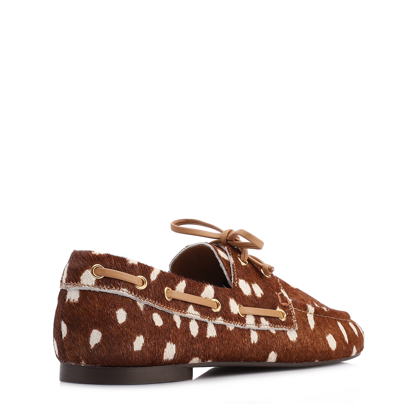 Mocassim Animal Print Couro Pelo Amarração