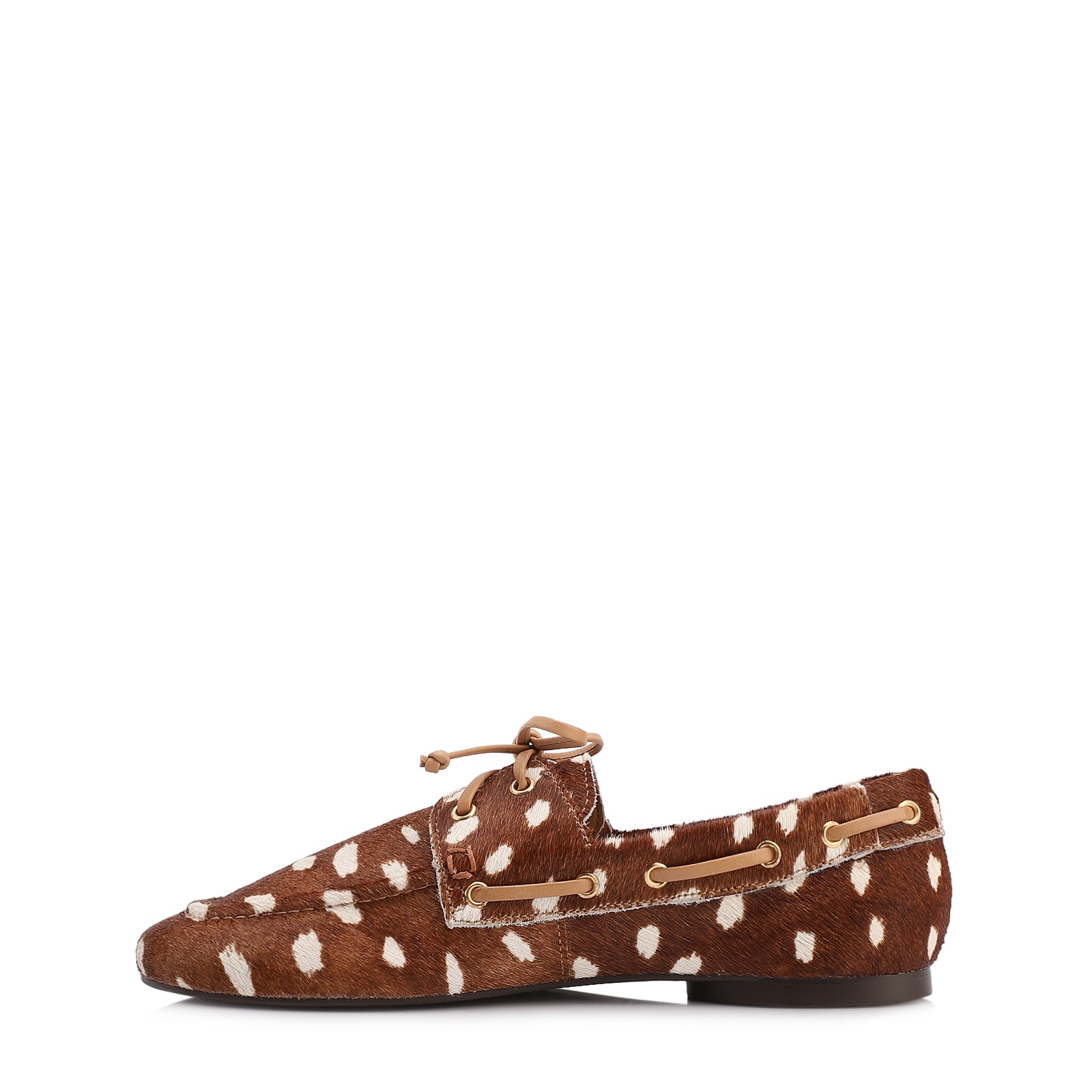 Mocassim Animal Print Couro Pelo Amarração