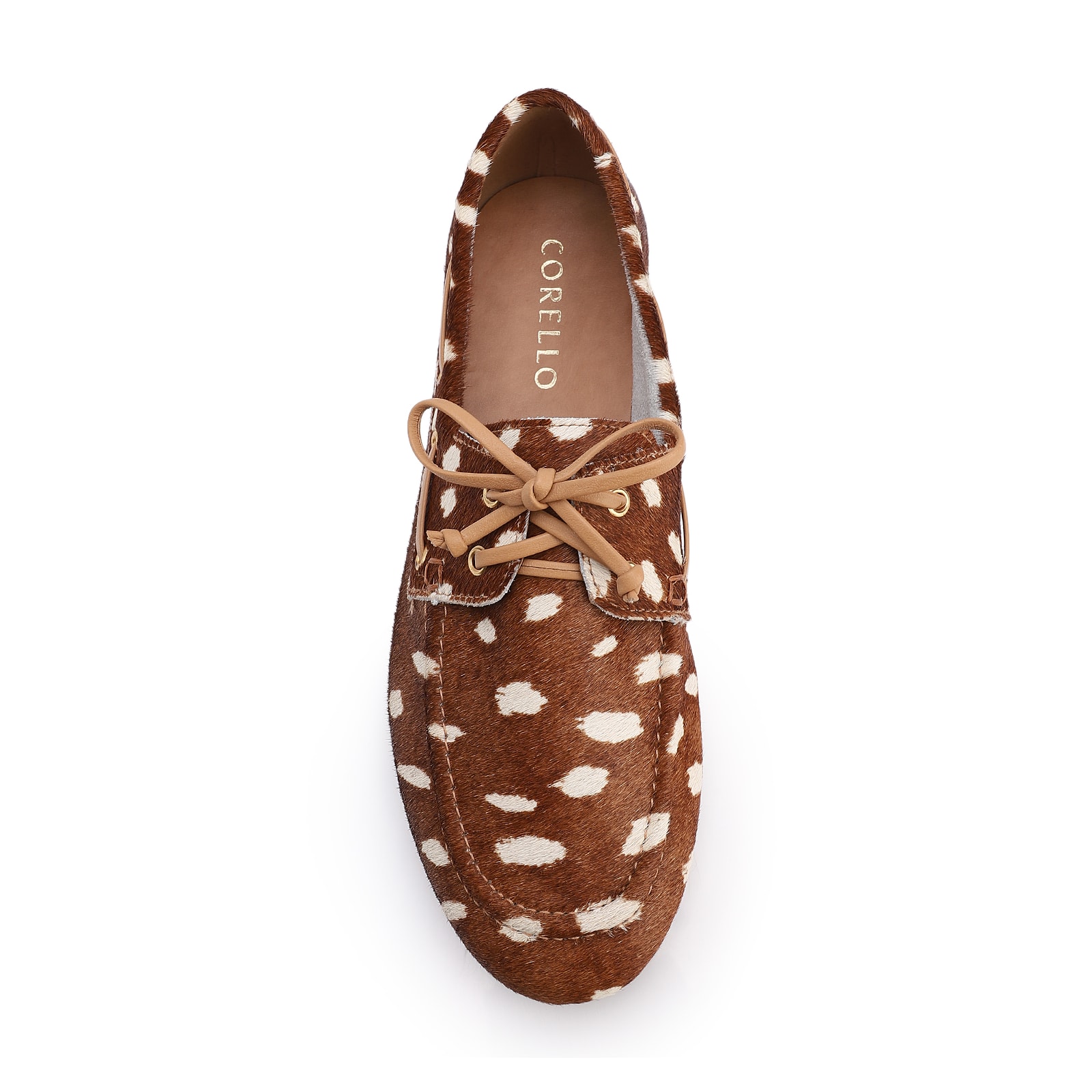 Mocassim Animal Print Couro Pelo Amarração