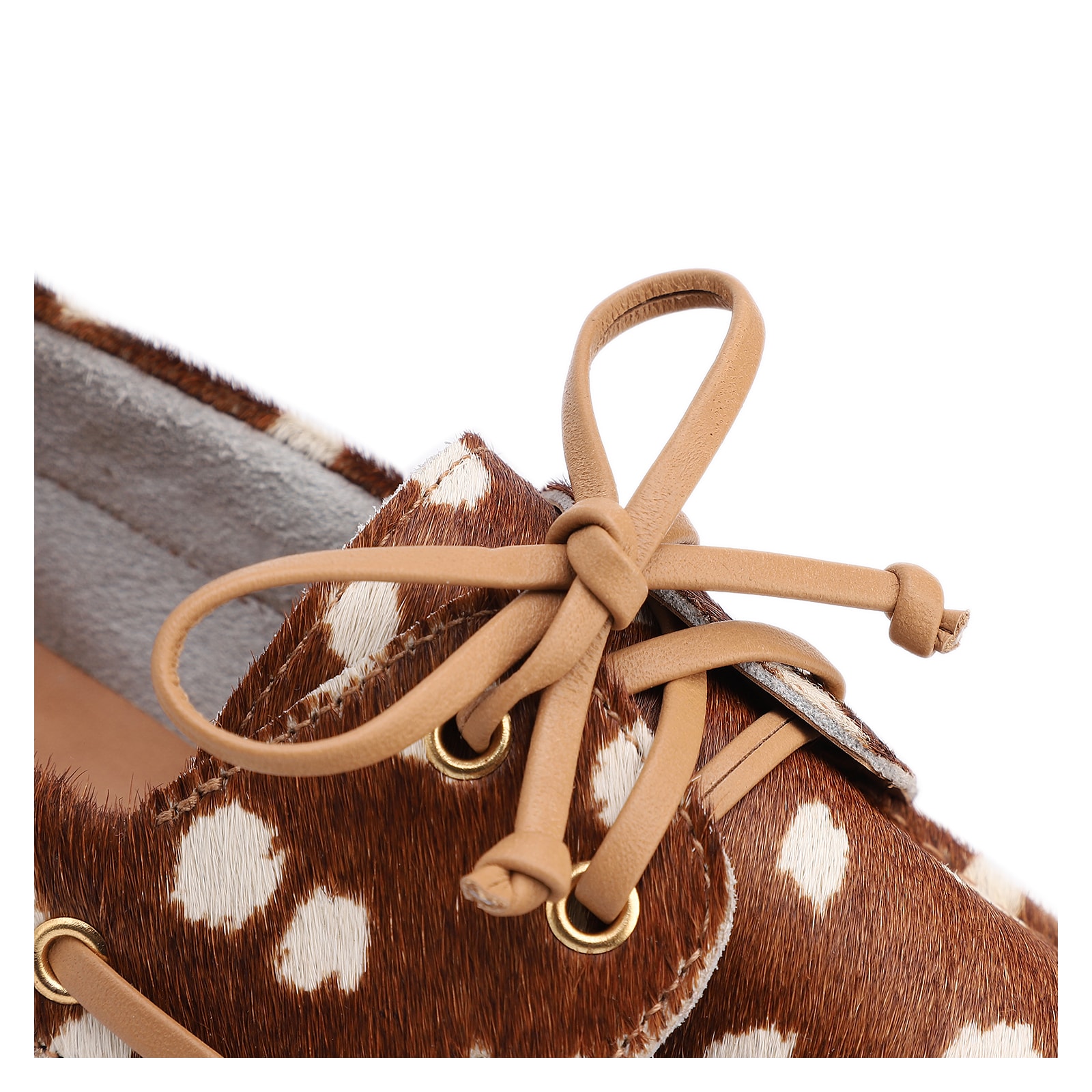Mocassim Animal Print Couro Pelo Amarração