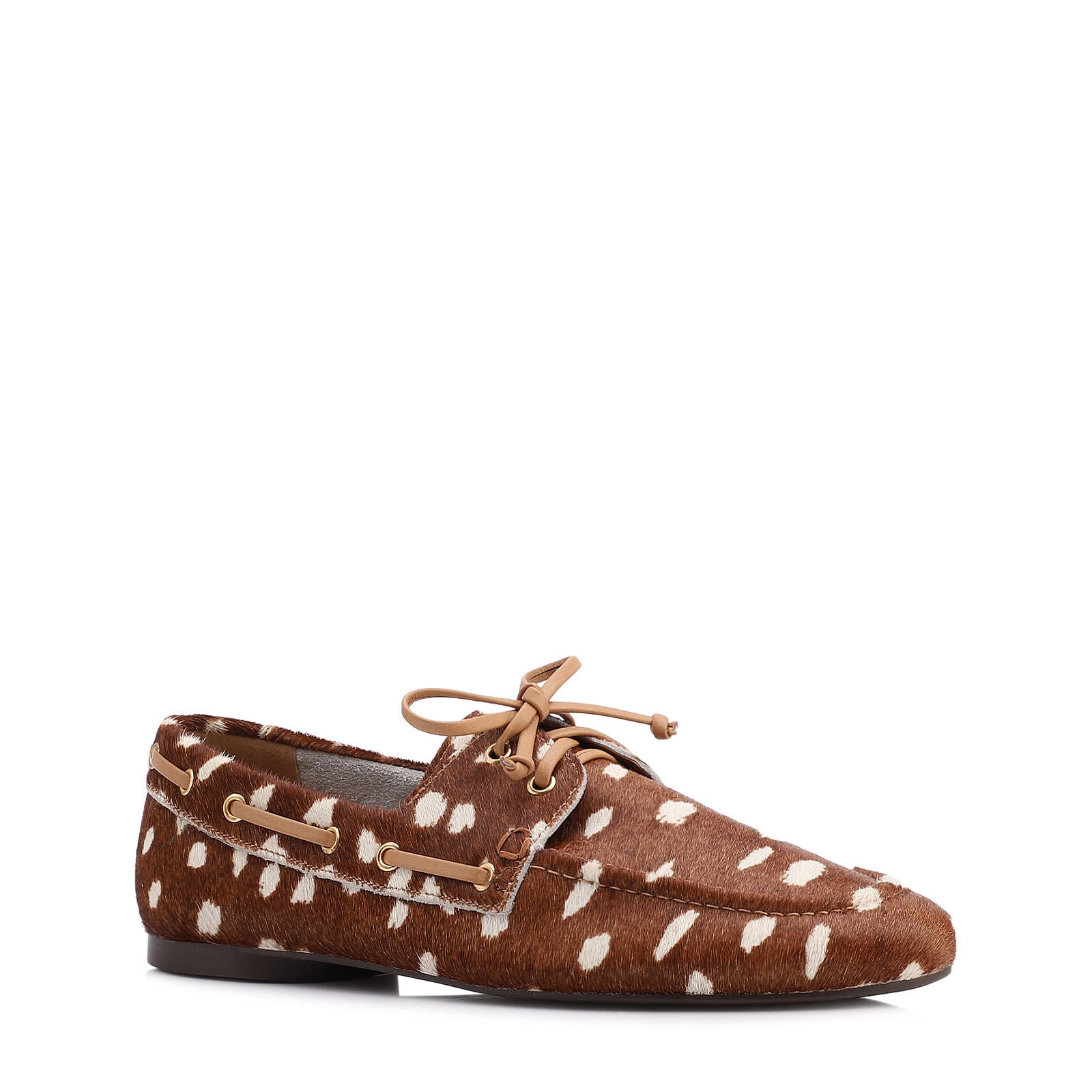 Mocassim Animal Print Couro Pelo Amarração
