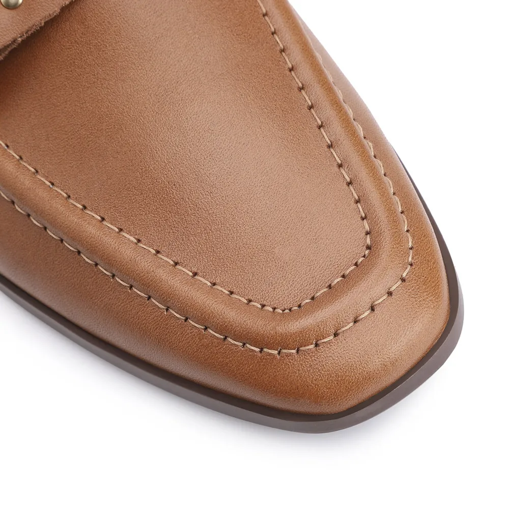 Mocassim Argola Couro Marrom Rebites - imagem 6