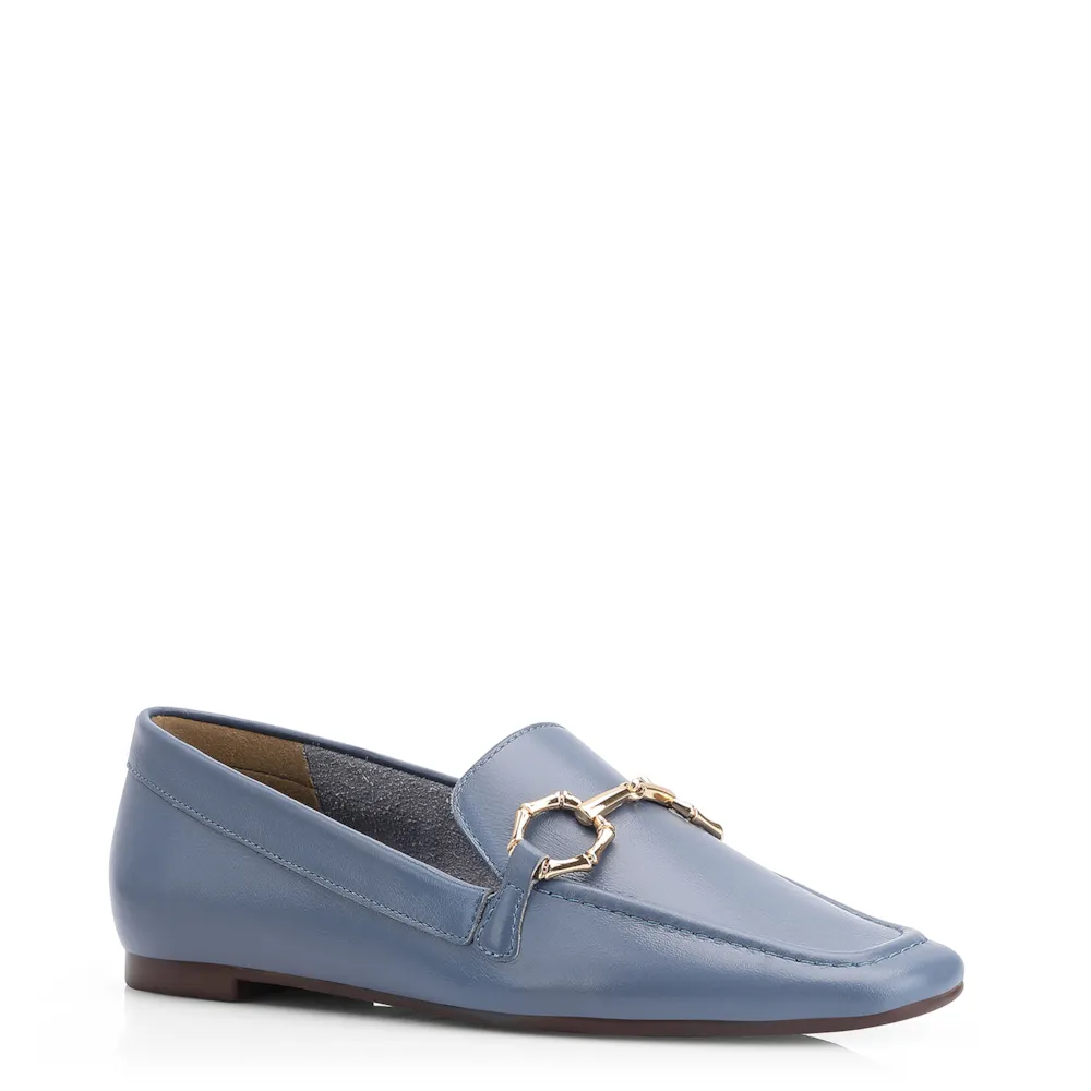 Mocassim Bridão Couro Azul