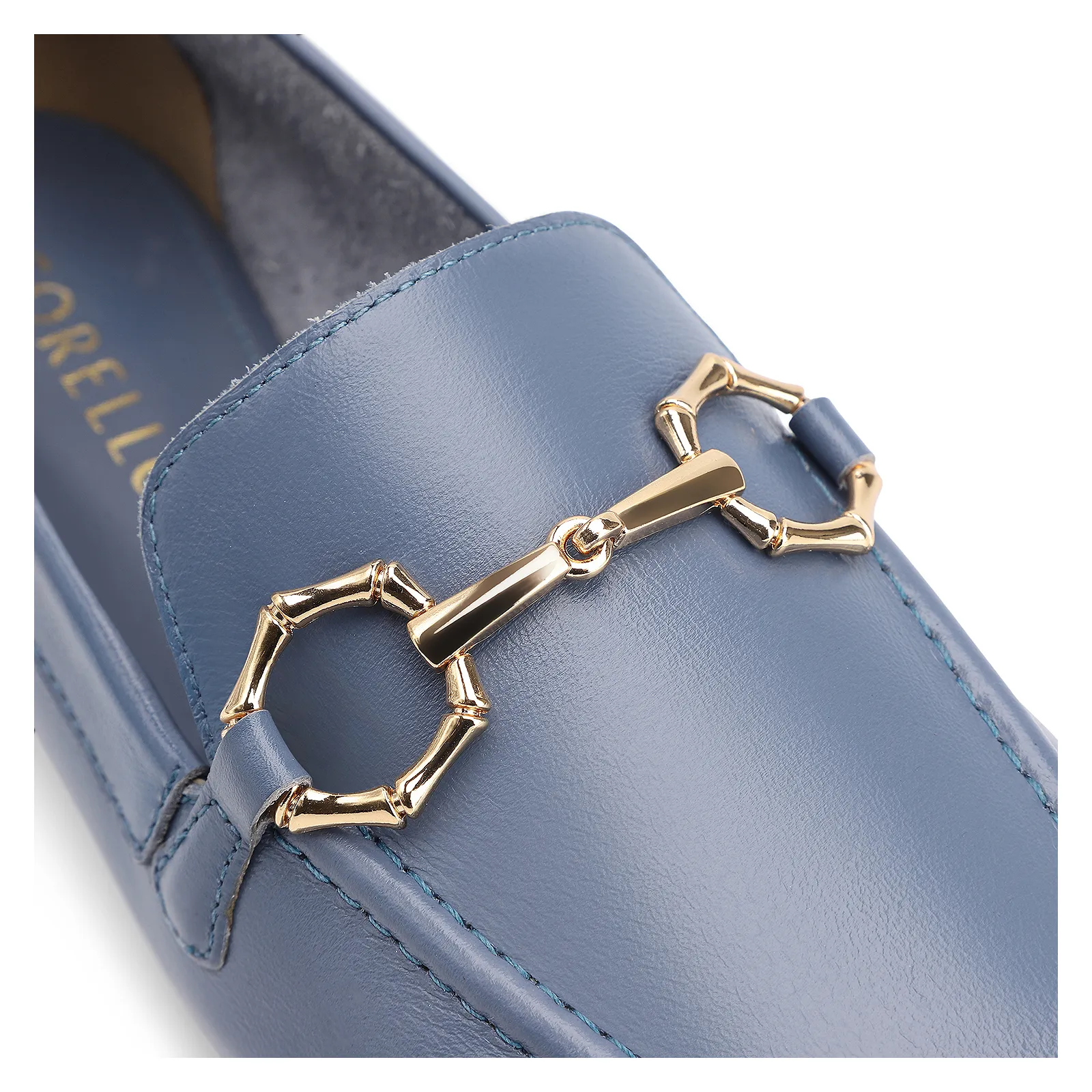 Mocassim Bridão Couro Azul