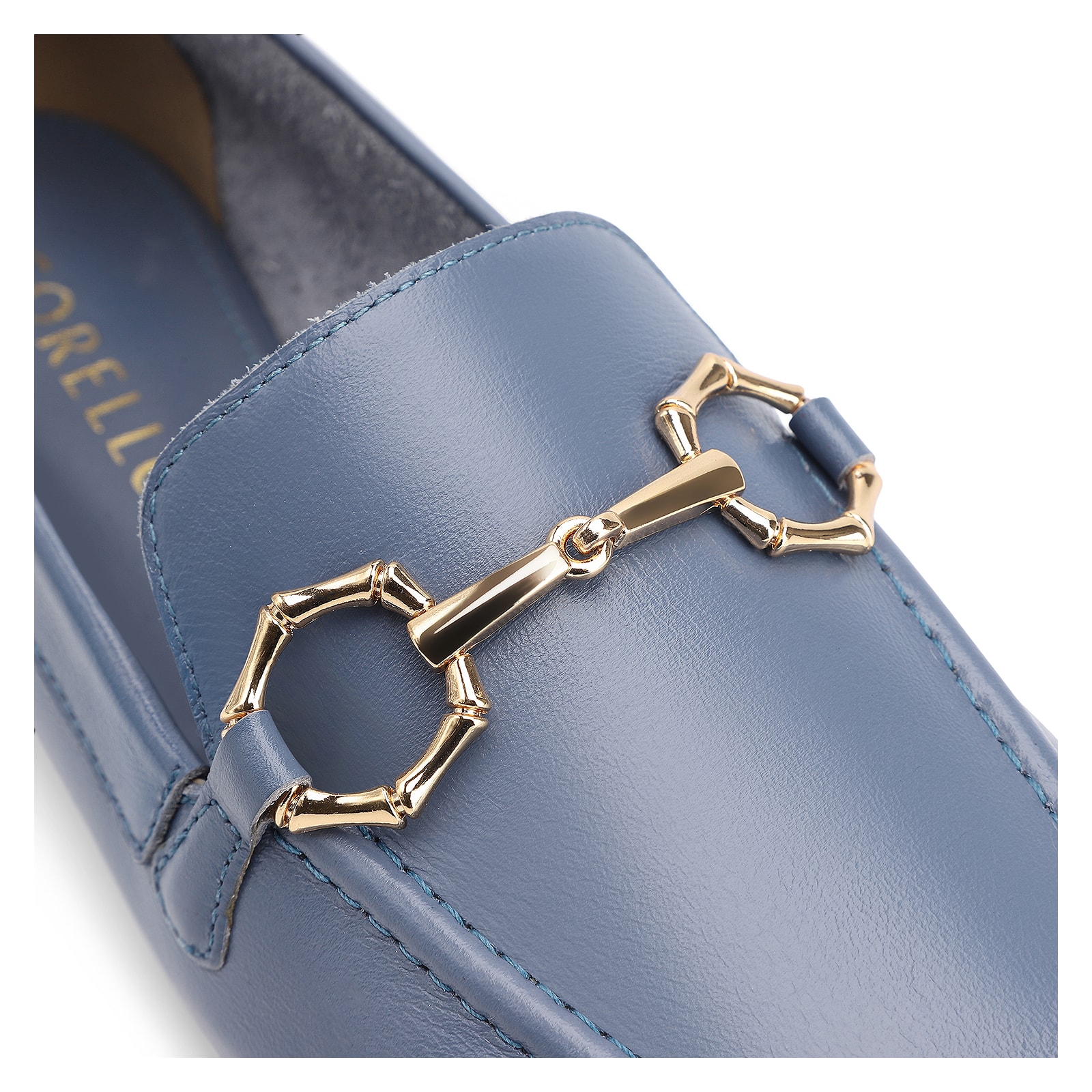 Mocassim Bridão Couro Azul