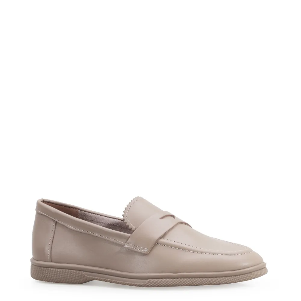 Mocassim Couro Bege