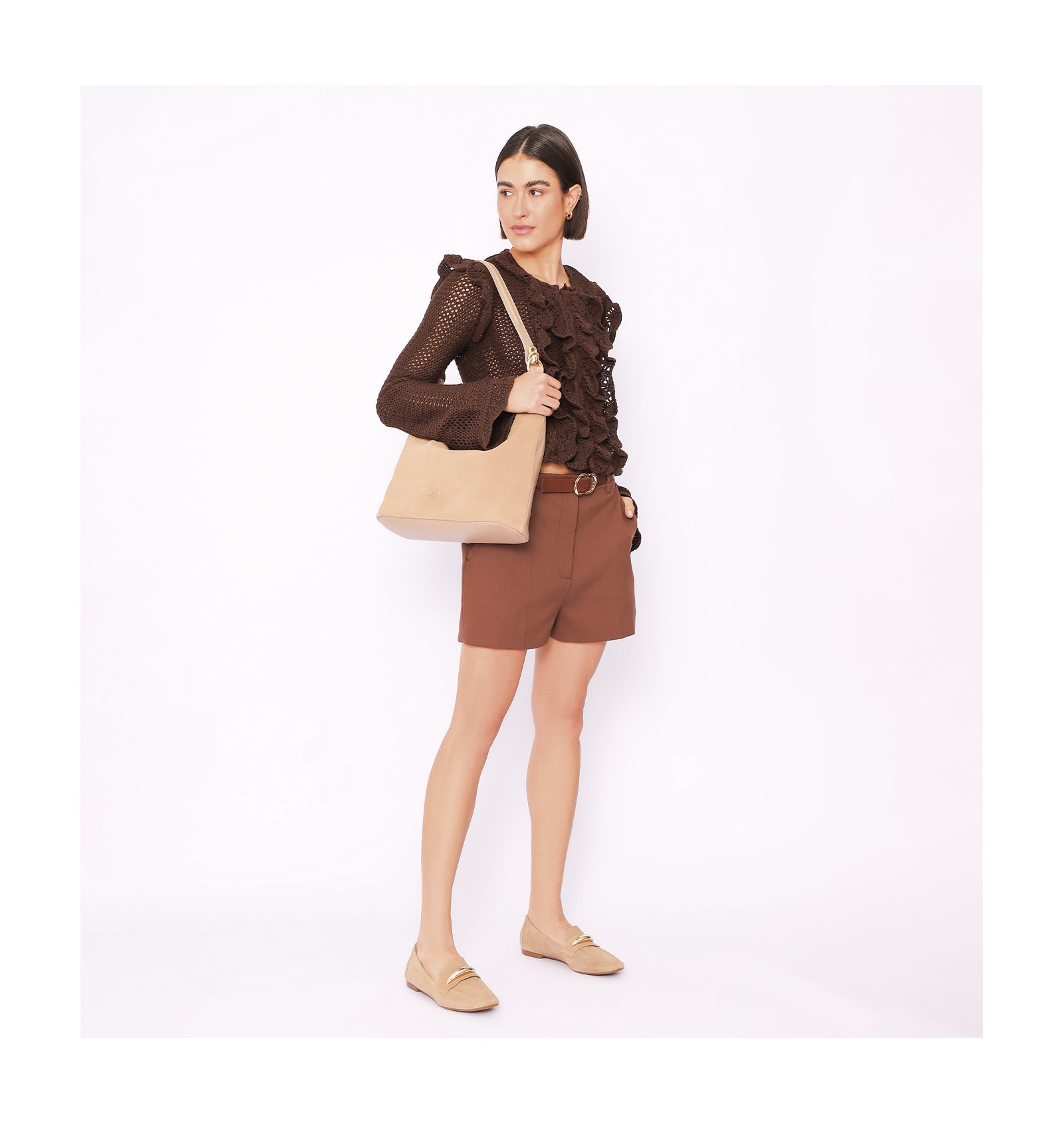 Mocassim Couro Camurça Bege