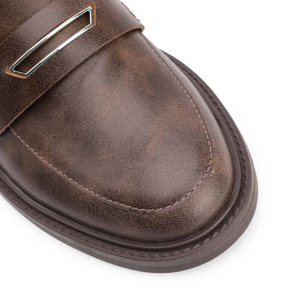 Mocassim Couro Estonado Marrom - imagem 6