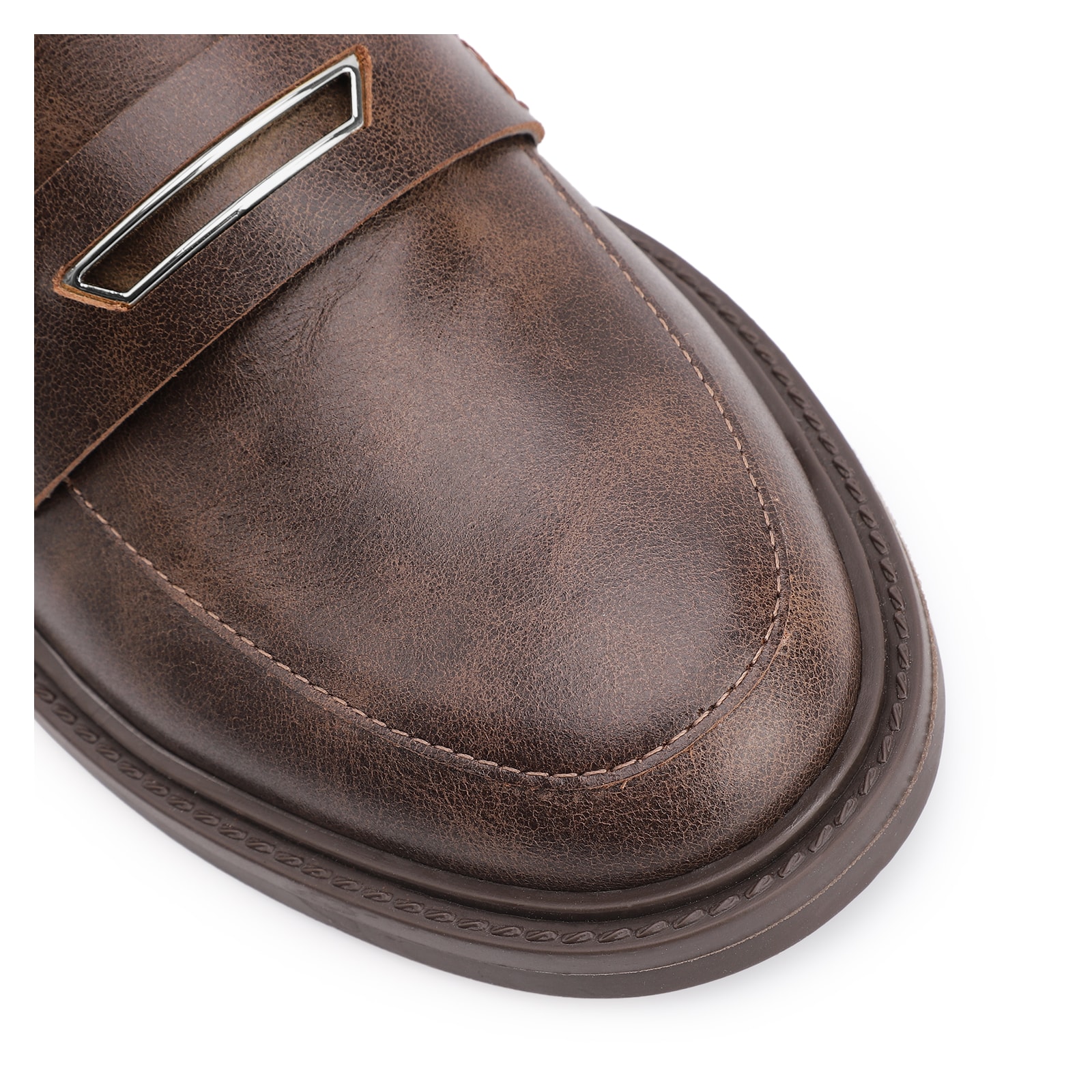 Mocassim Couro Estonado Marrom