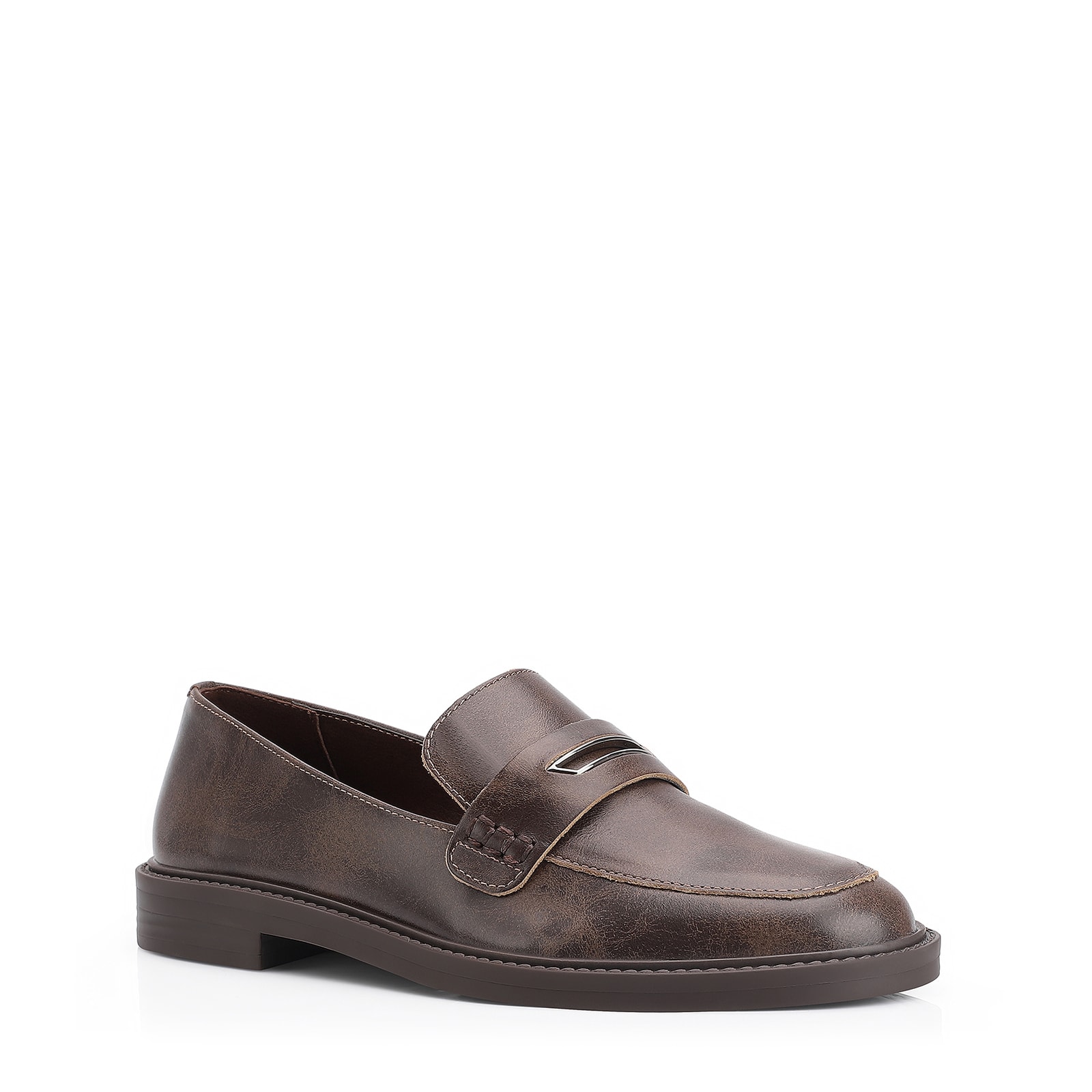 Mocassim Couro Estonado Marrom